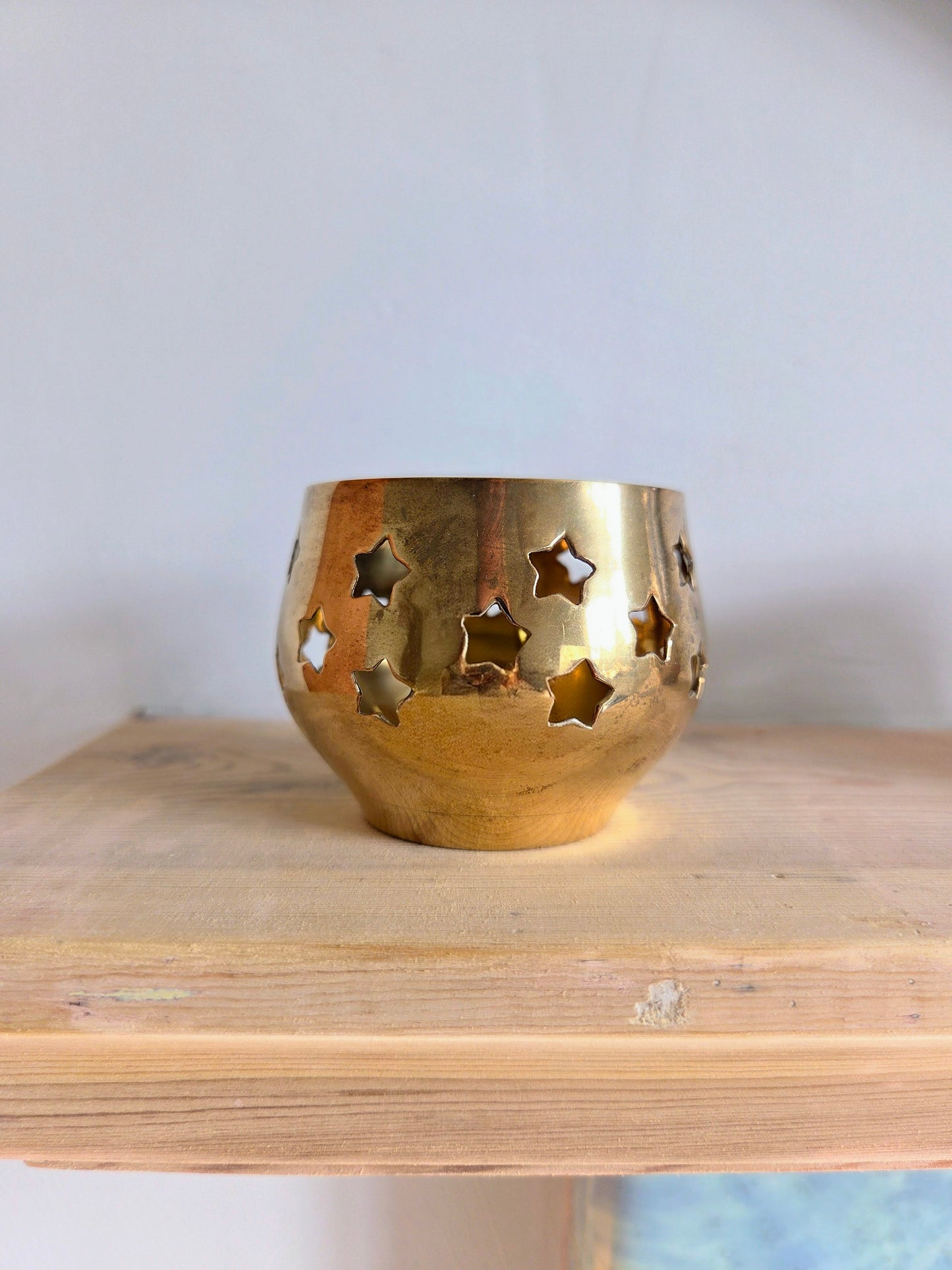 Vintage Brass Celestial Tealight Holder