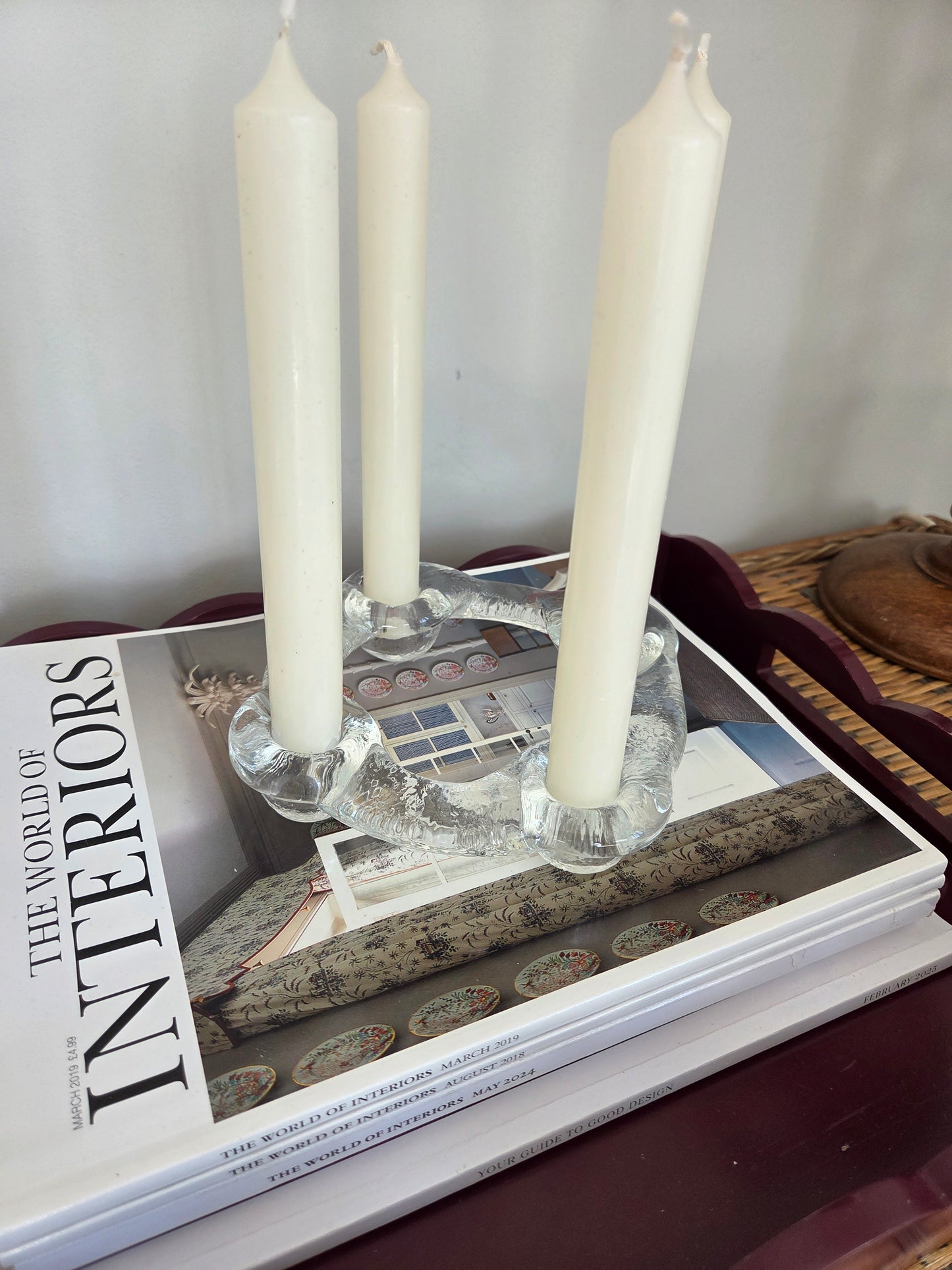 Round Swedish Art Glass Candle Holder