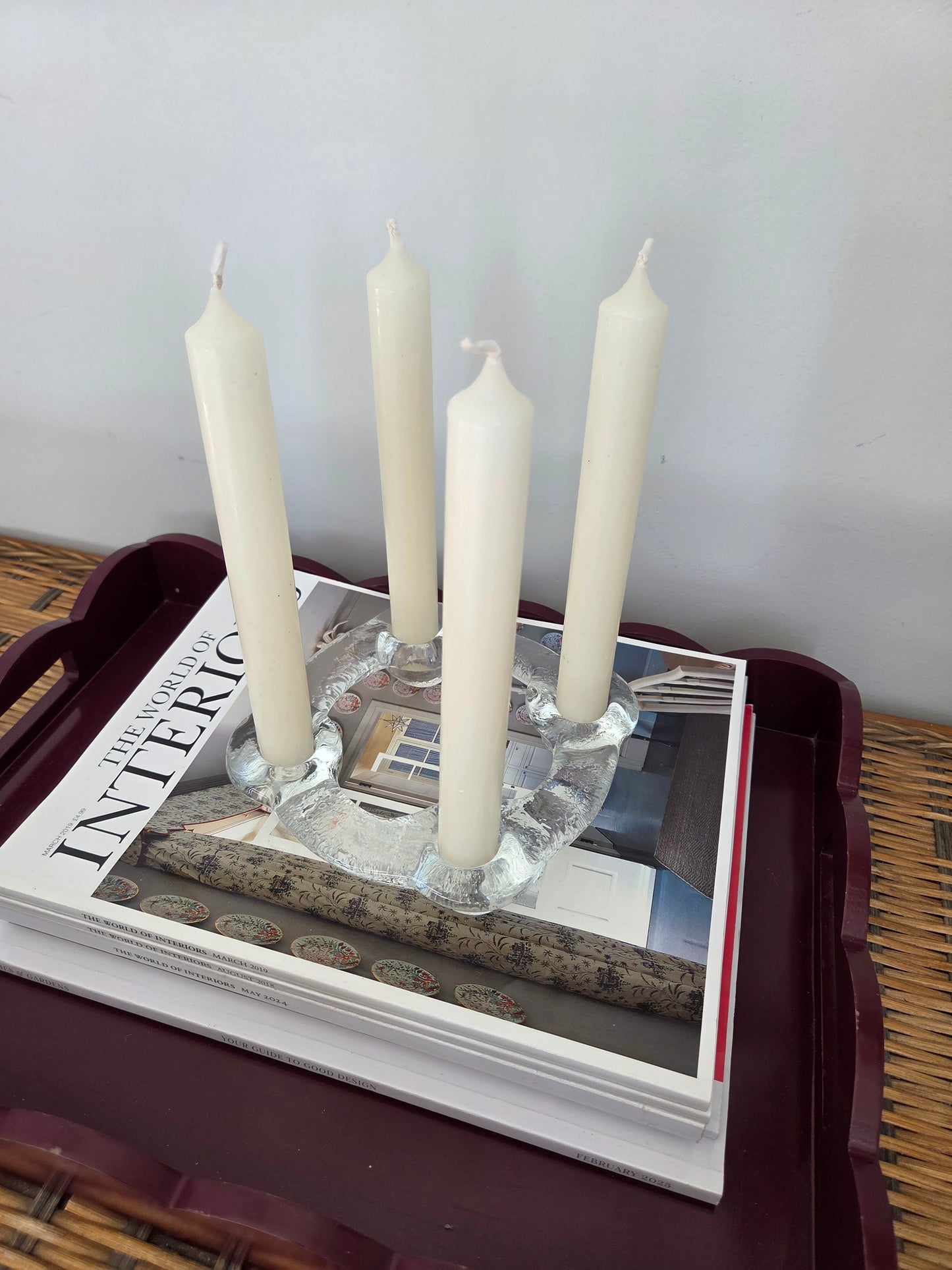 Round Swedish Art Glass Candle Holder