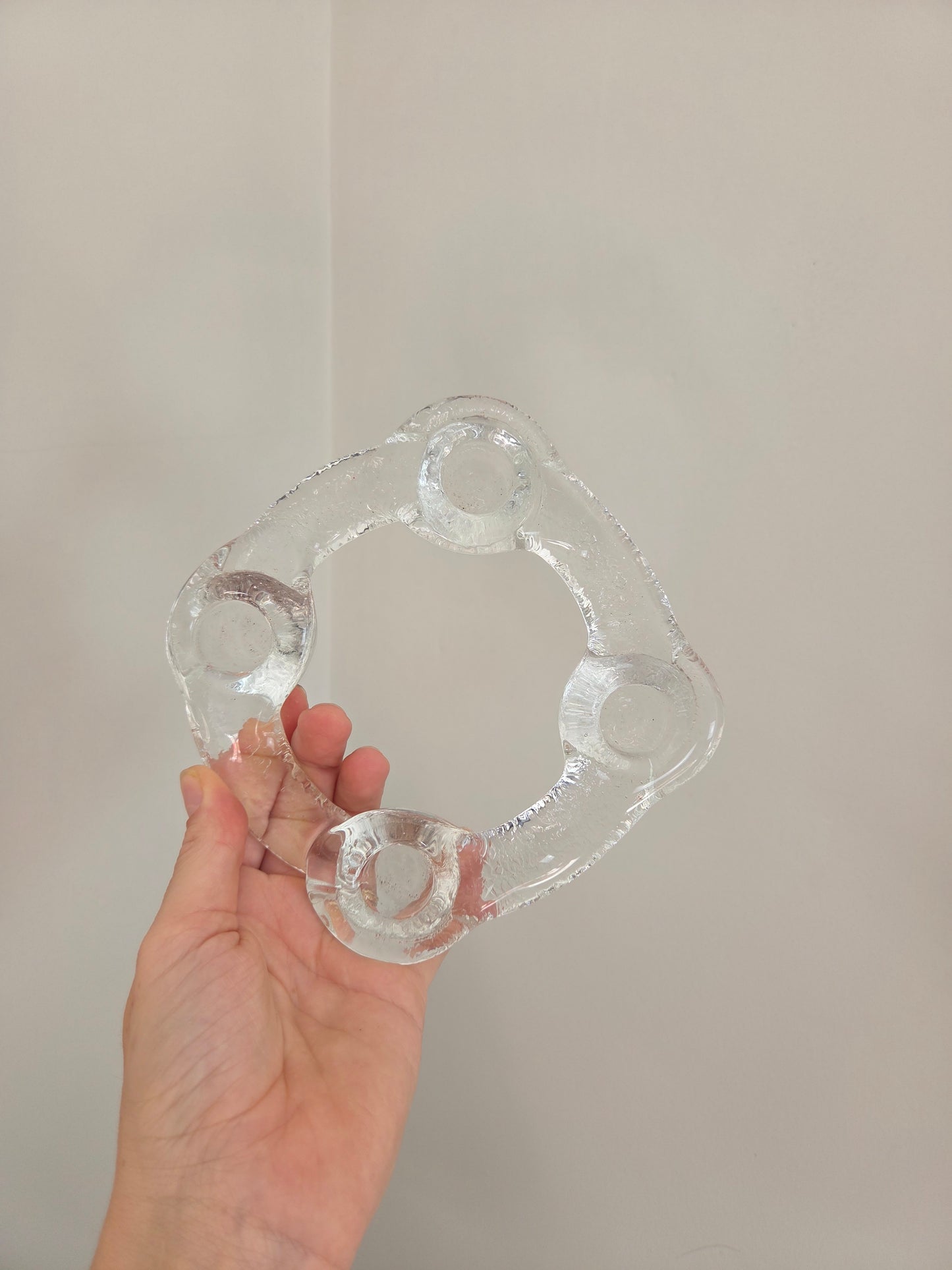 Round Swedish Art Glass Candle Holder