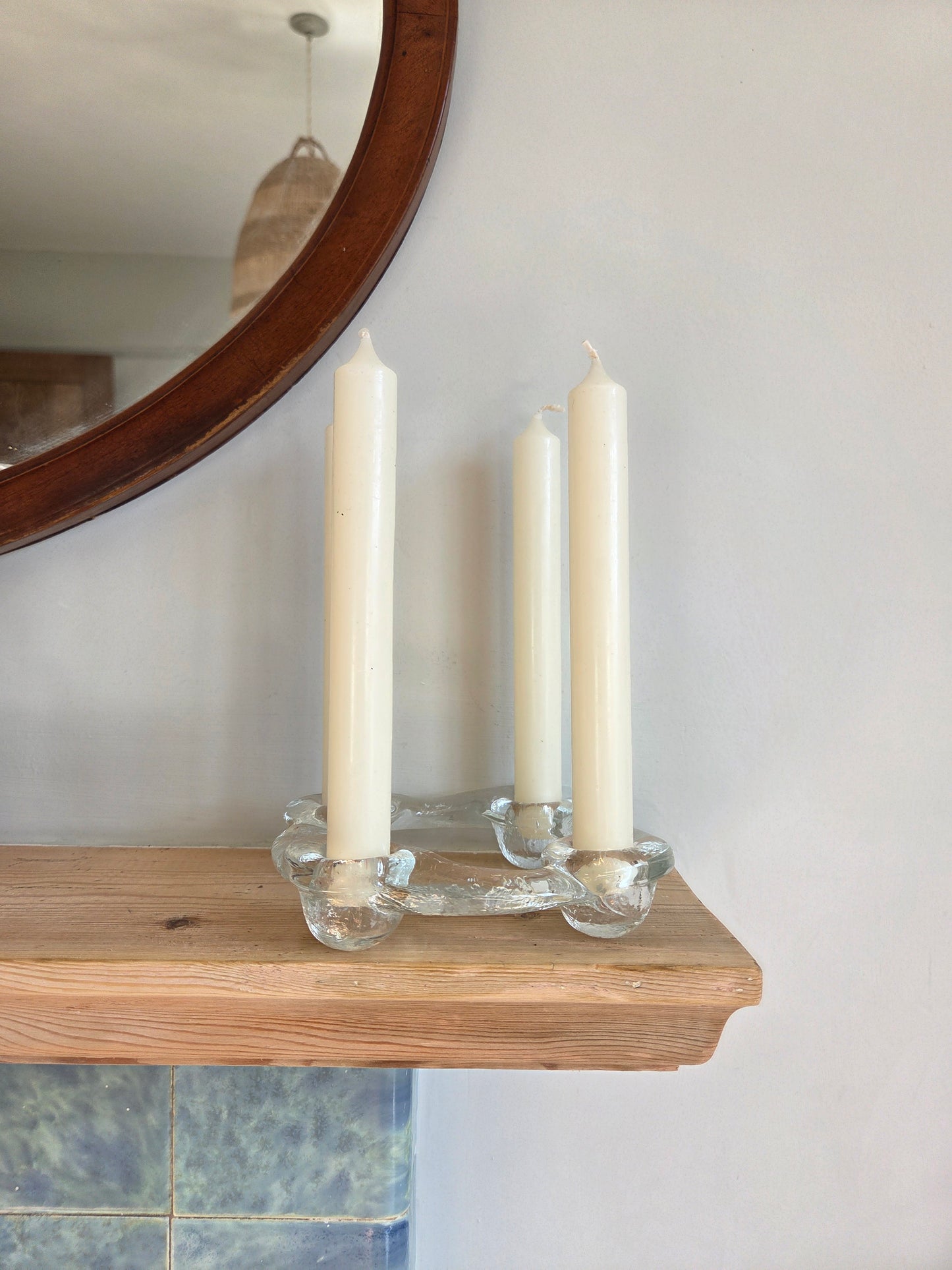 Round Swedish Art Glass Candle Holder