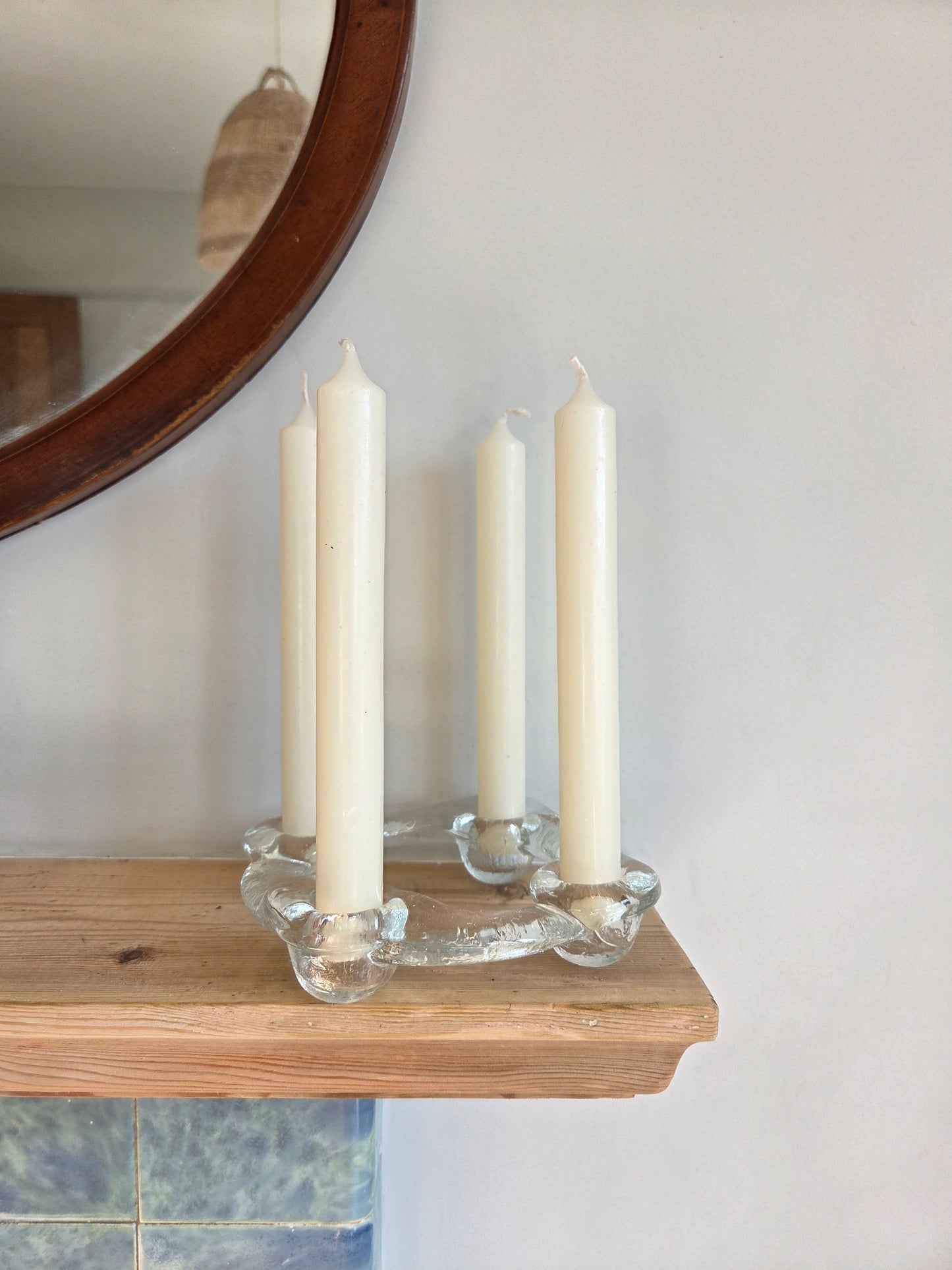 Round Swedish Art Glass Candle Holder