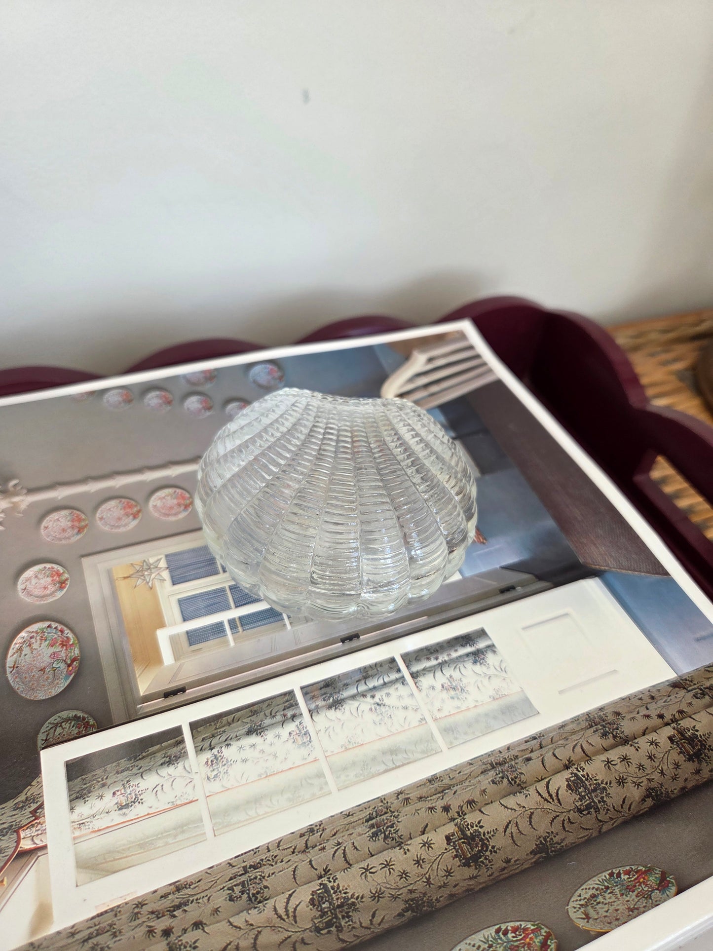 Glass Clam Shaped Lidded Pot