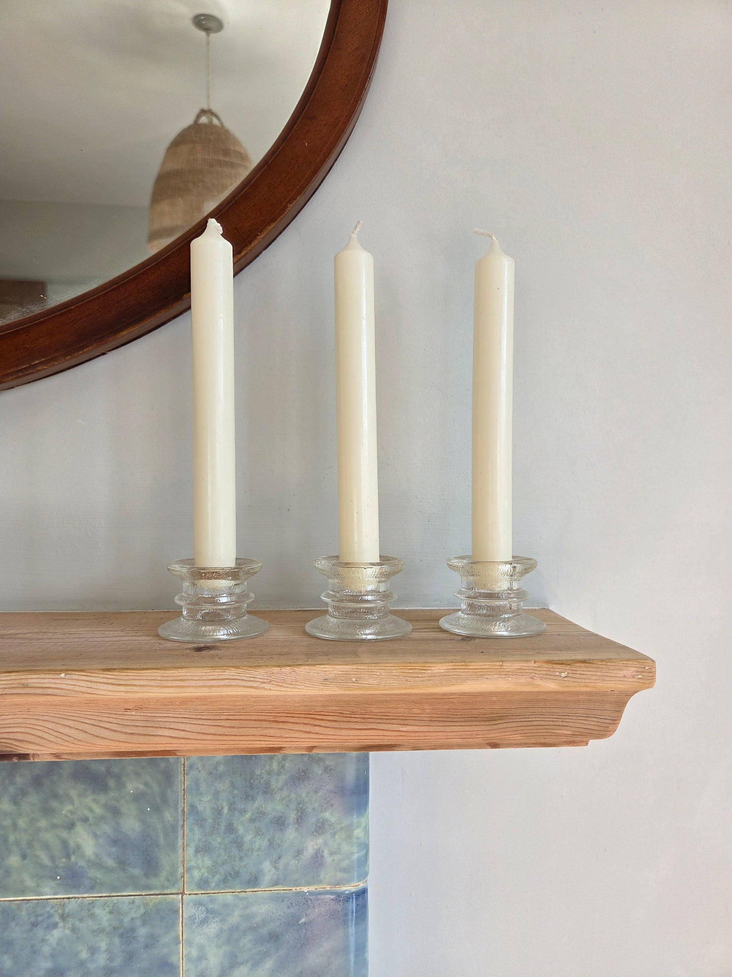 Set of Three Swedish Art Glass Candlesticks