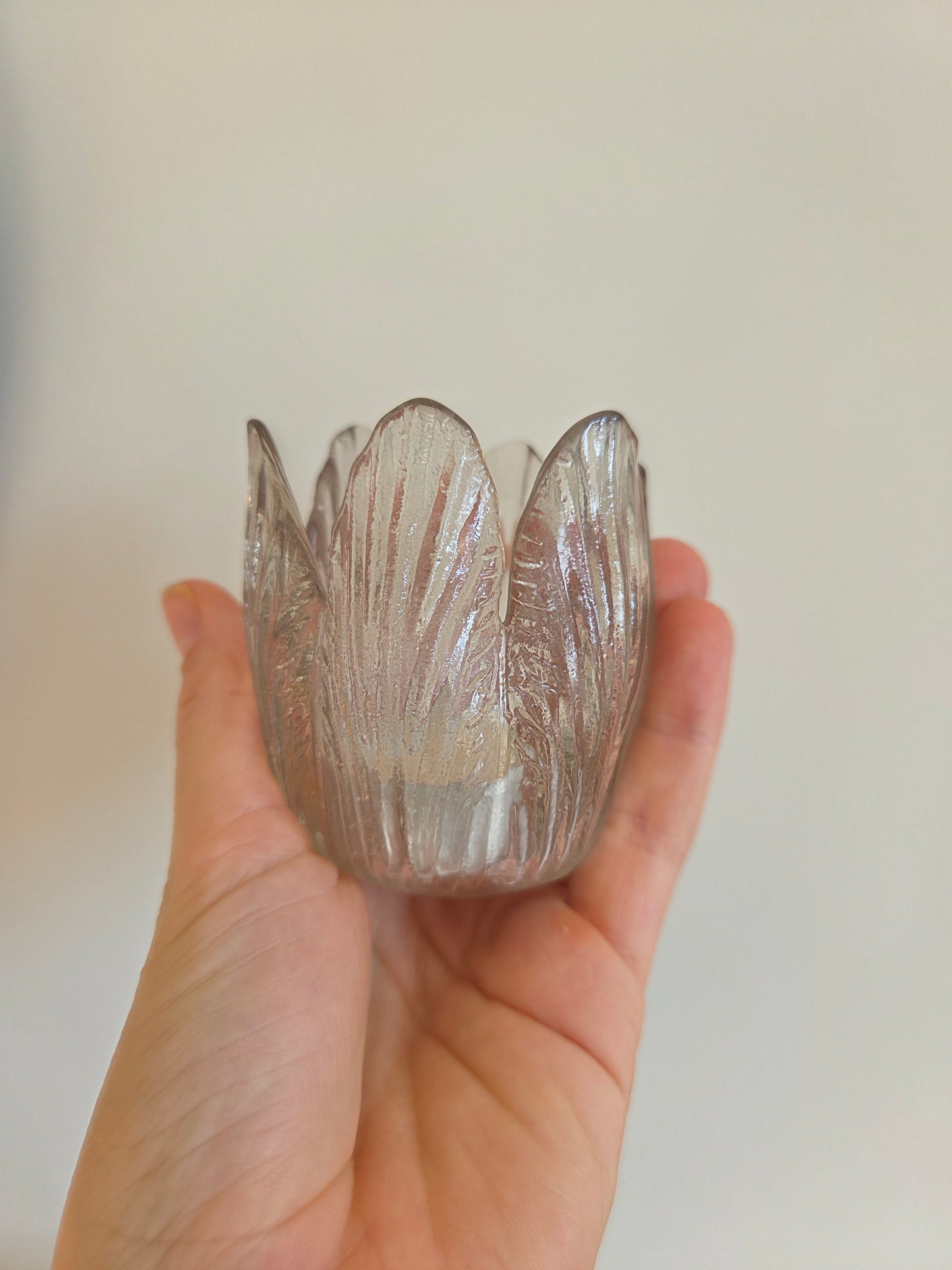 Pair of Glass Leaf Tealight Holders