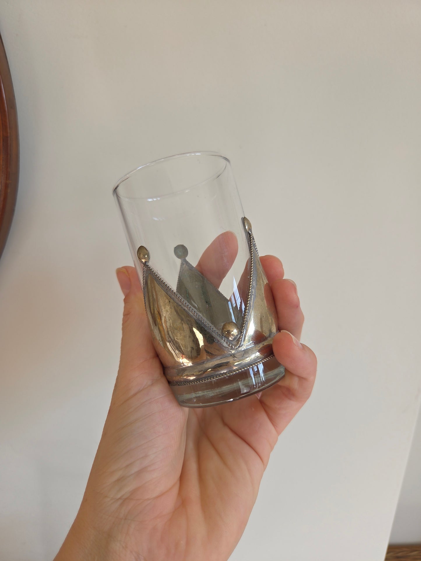 Pair of Crown and Glass Tealight Holders