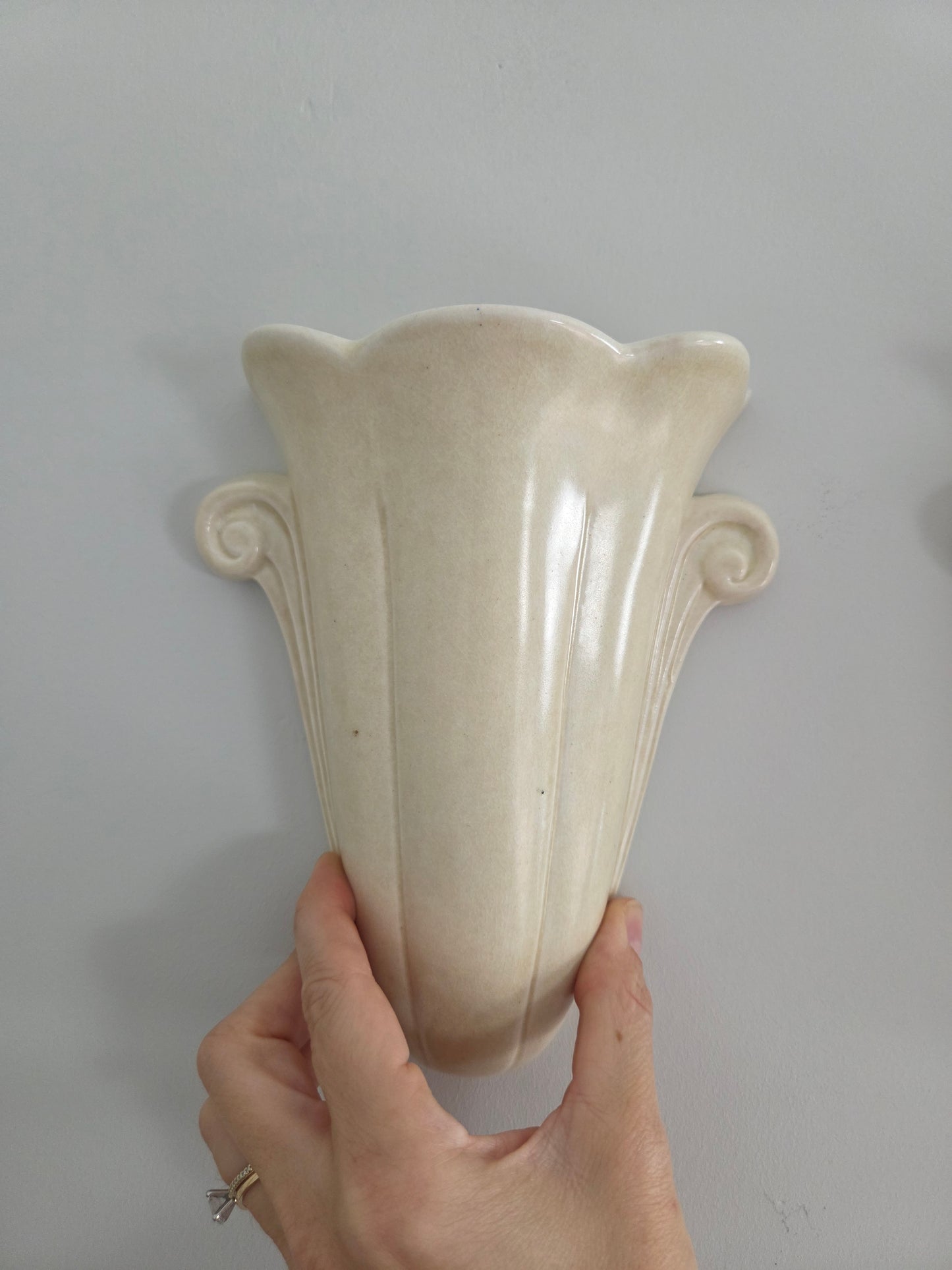 Pair of Vintage Scallop Wall Vases