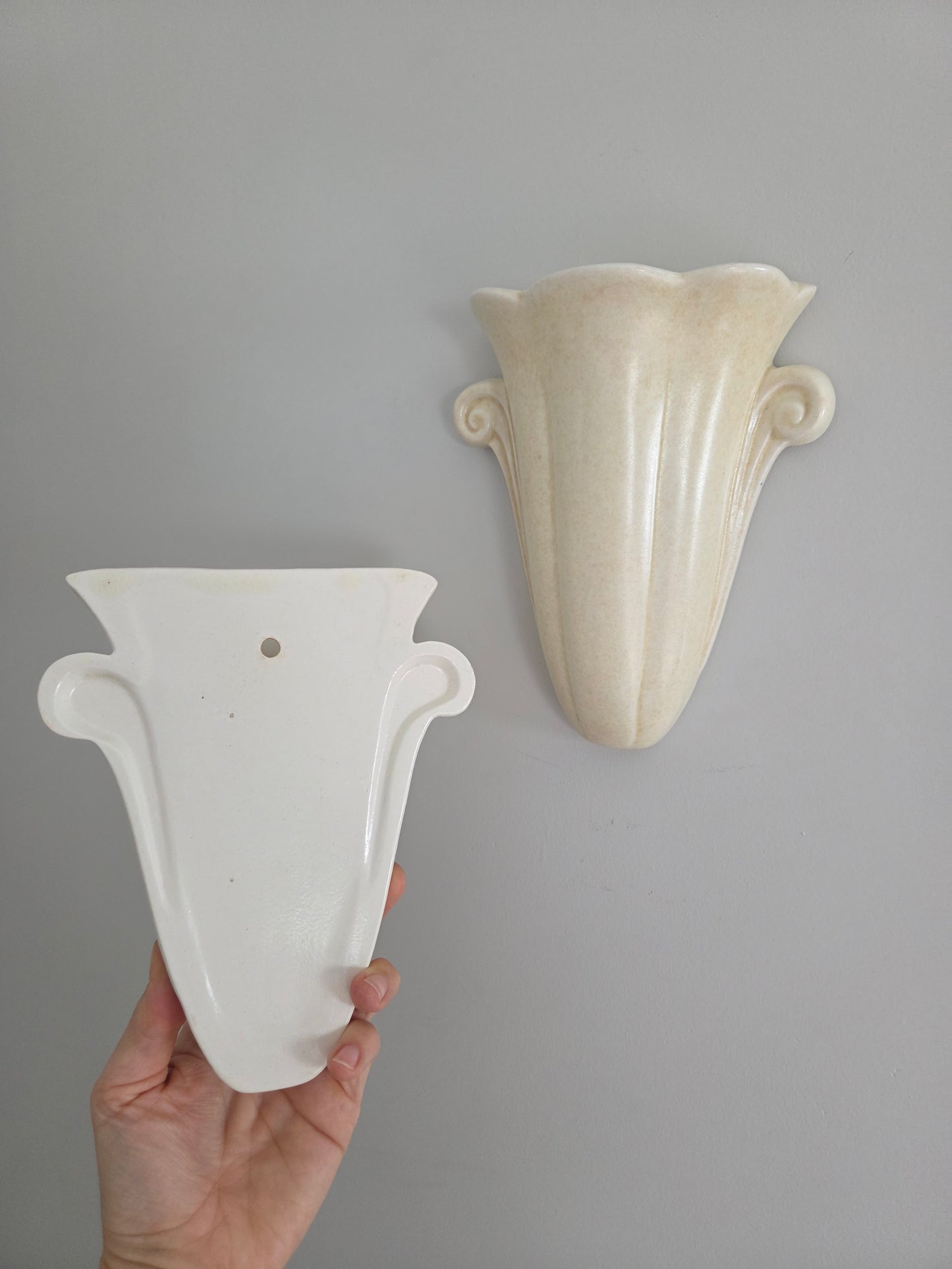 Pair of Vintage Scallop Wall Vases