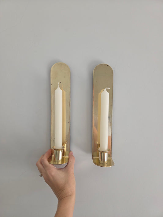 Pair of Mid Century Modern Brass Wall Sconces