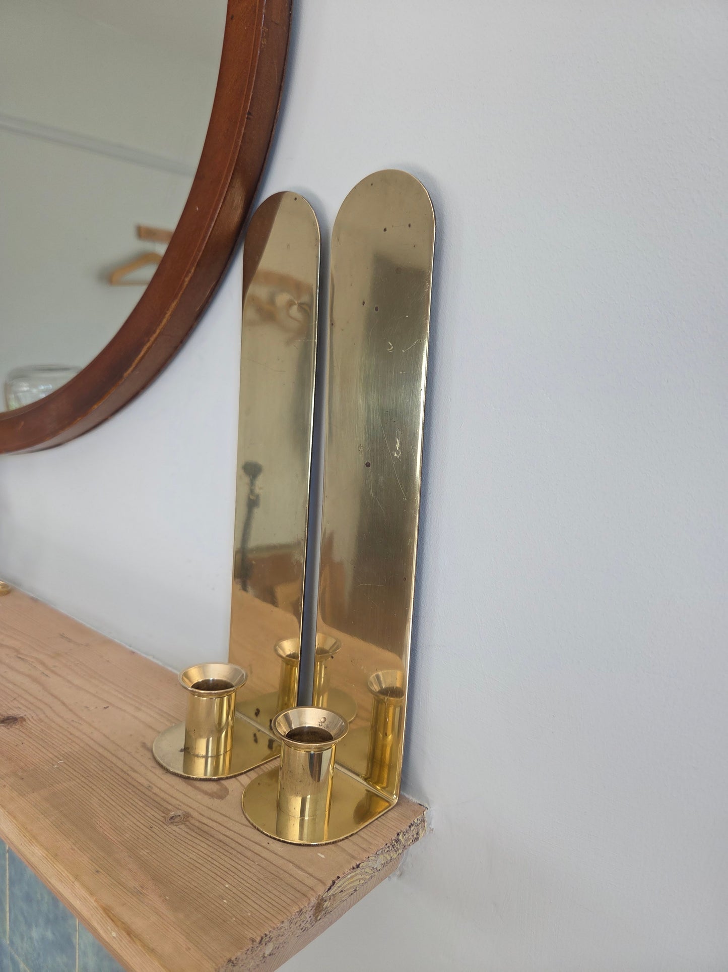 Pair of Mid Century Modern Brass Wall Sconces