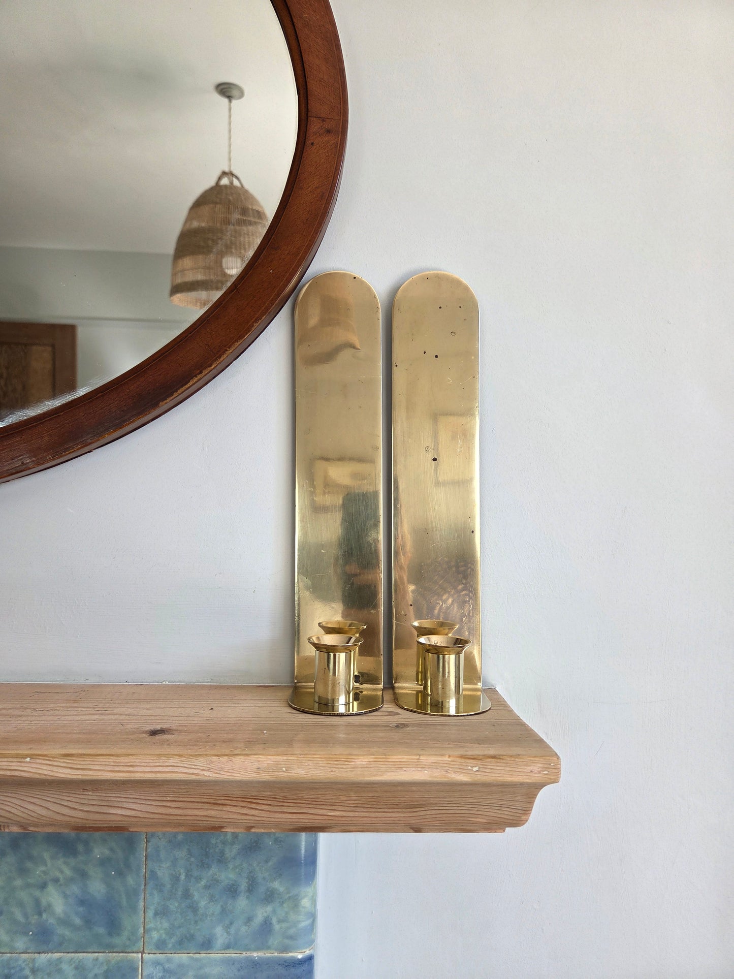 Pair of Mid Century Modern Brass Wall Sconces