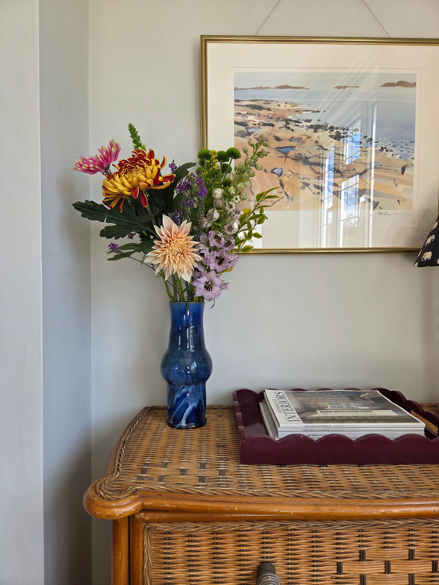 Vintage Art Pottery Blue Drip Glaze Vase