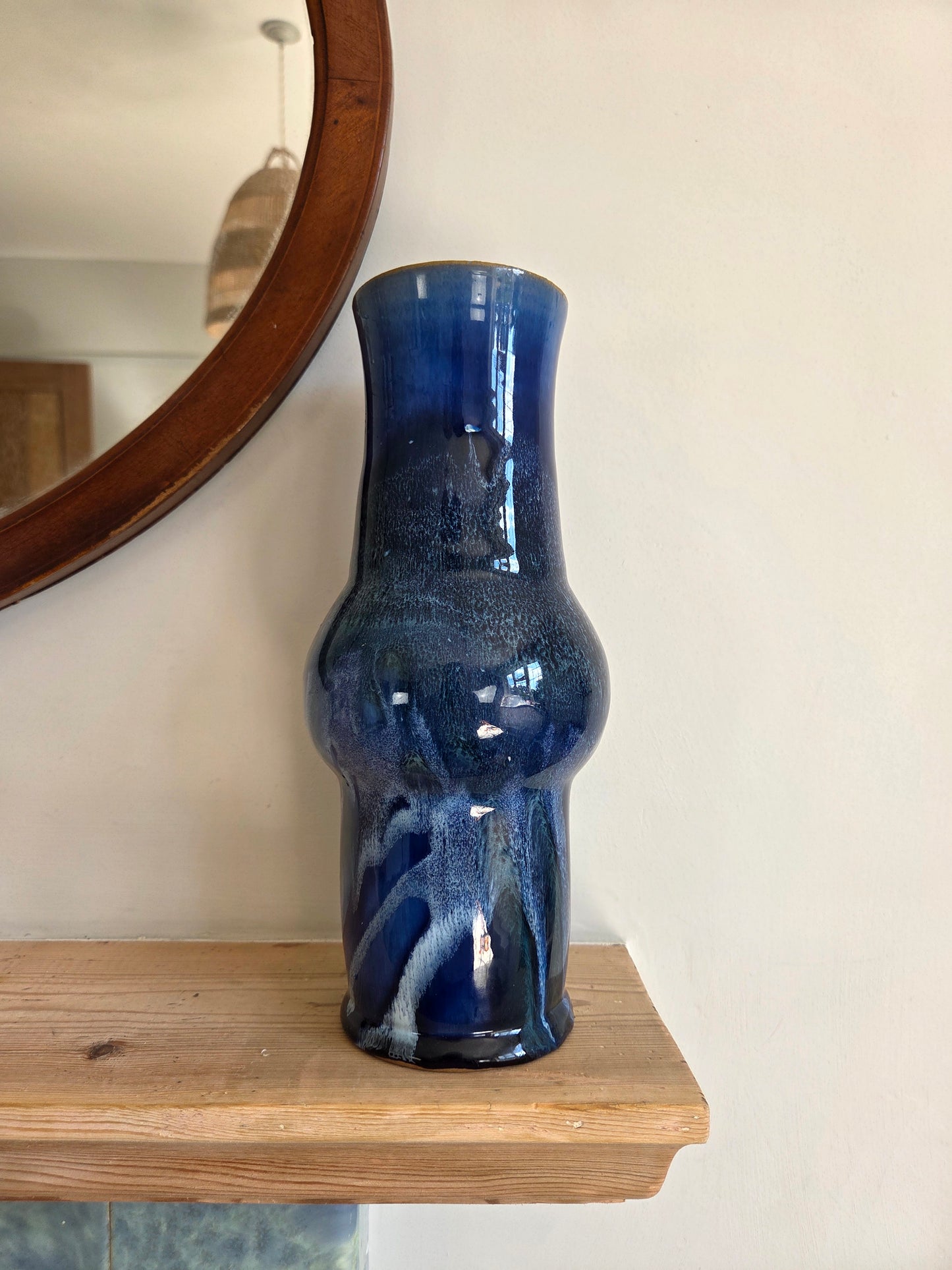 Vintage Art Pottery Blue Drip Glaze Vase