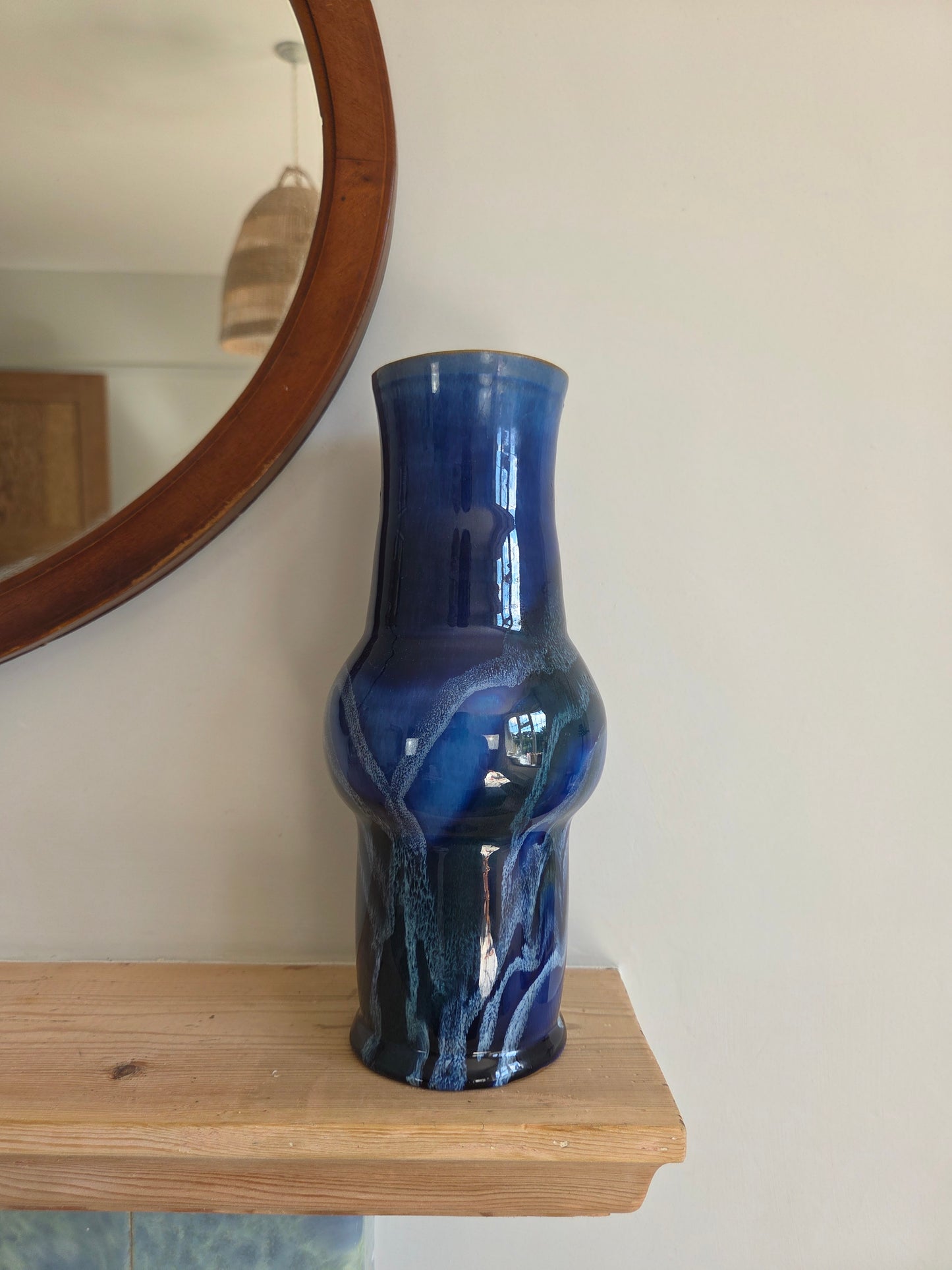 Vintage Art Pottery Blue Drip Glaze Vase