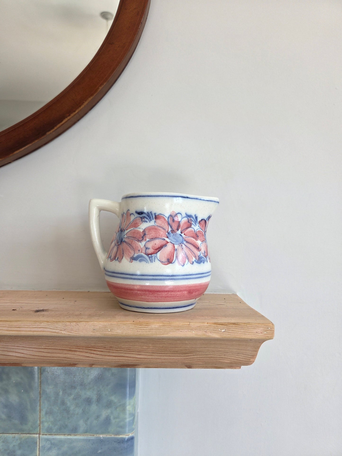 Pretty Pink and Blue Flower Jug