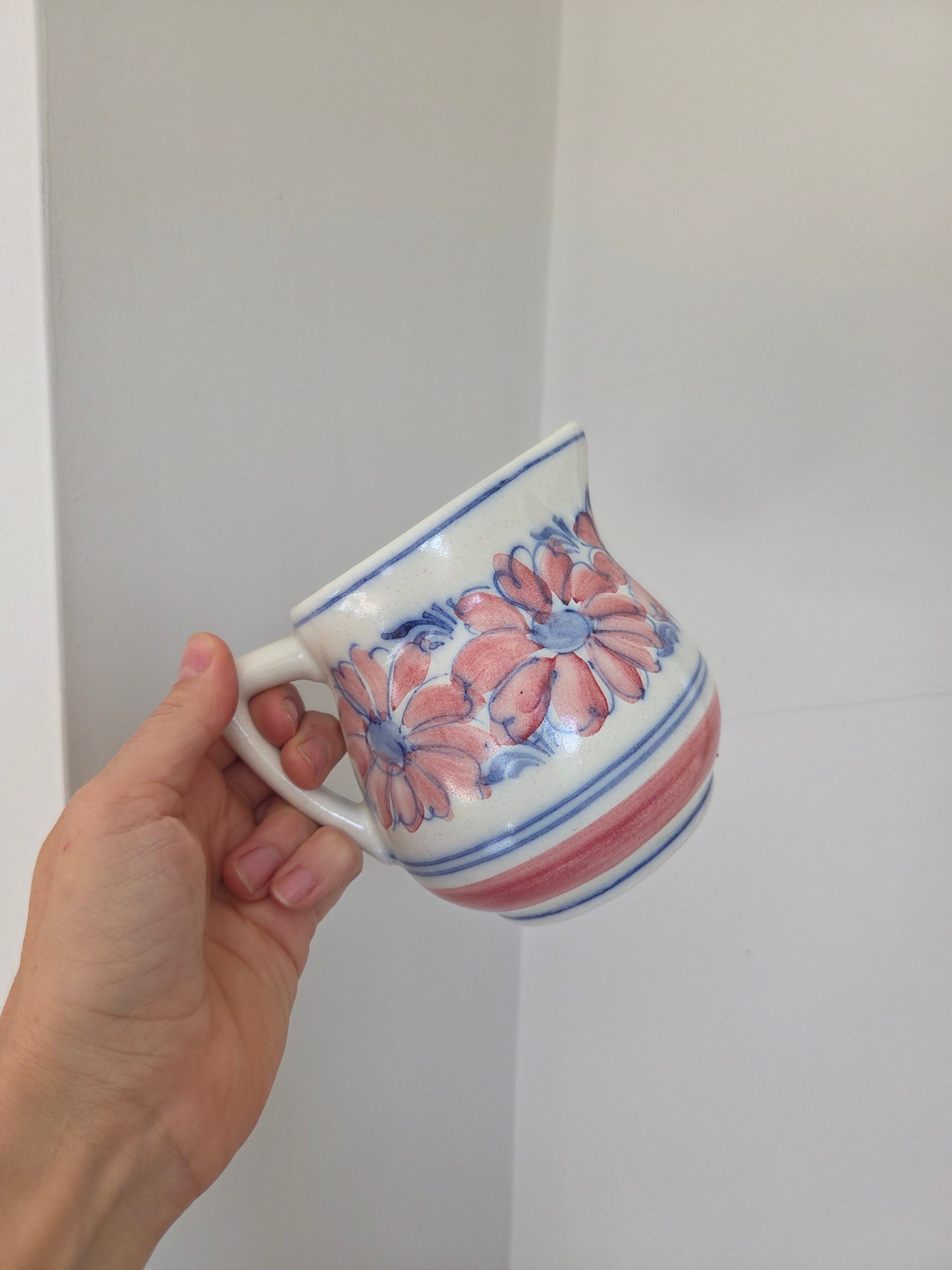 Pretty Pink and Blue Flower Jug
