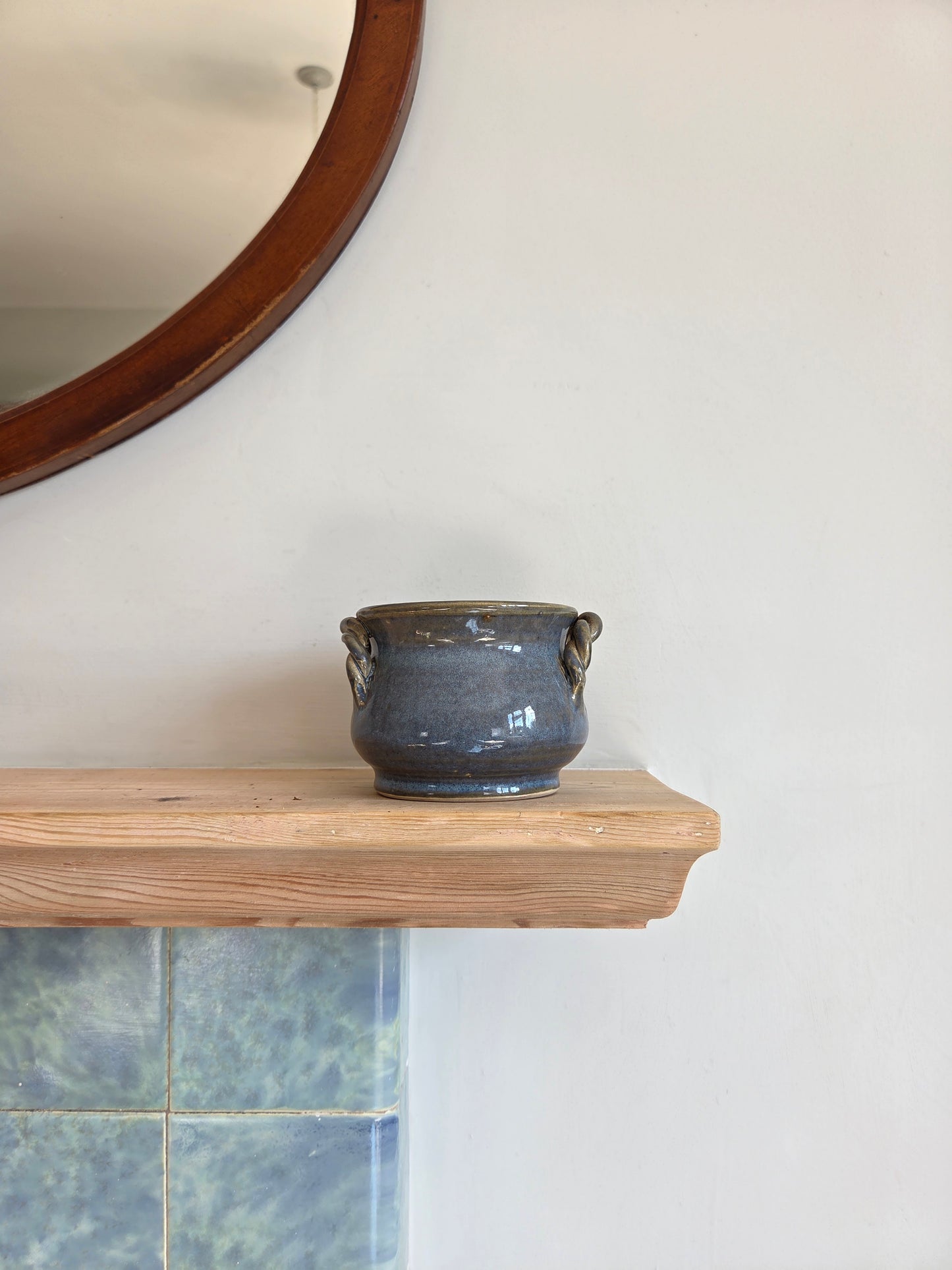 Small Blue Twist Handle Pot