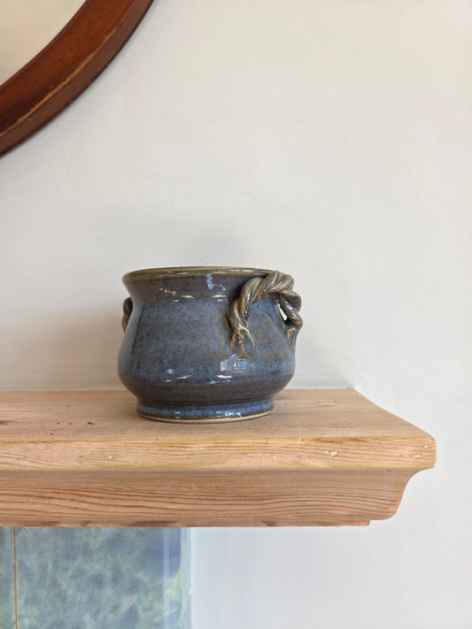Small Blue Twist Handle Pot
