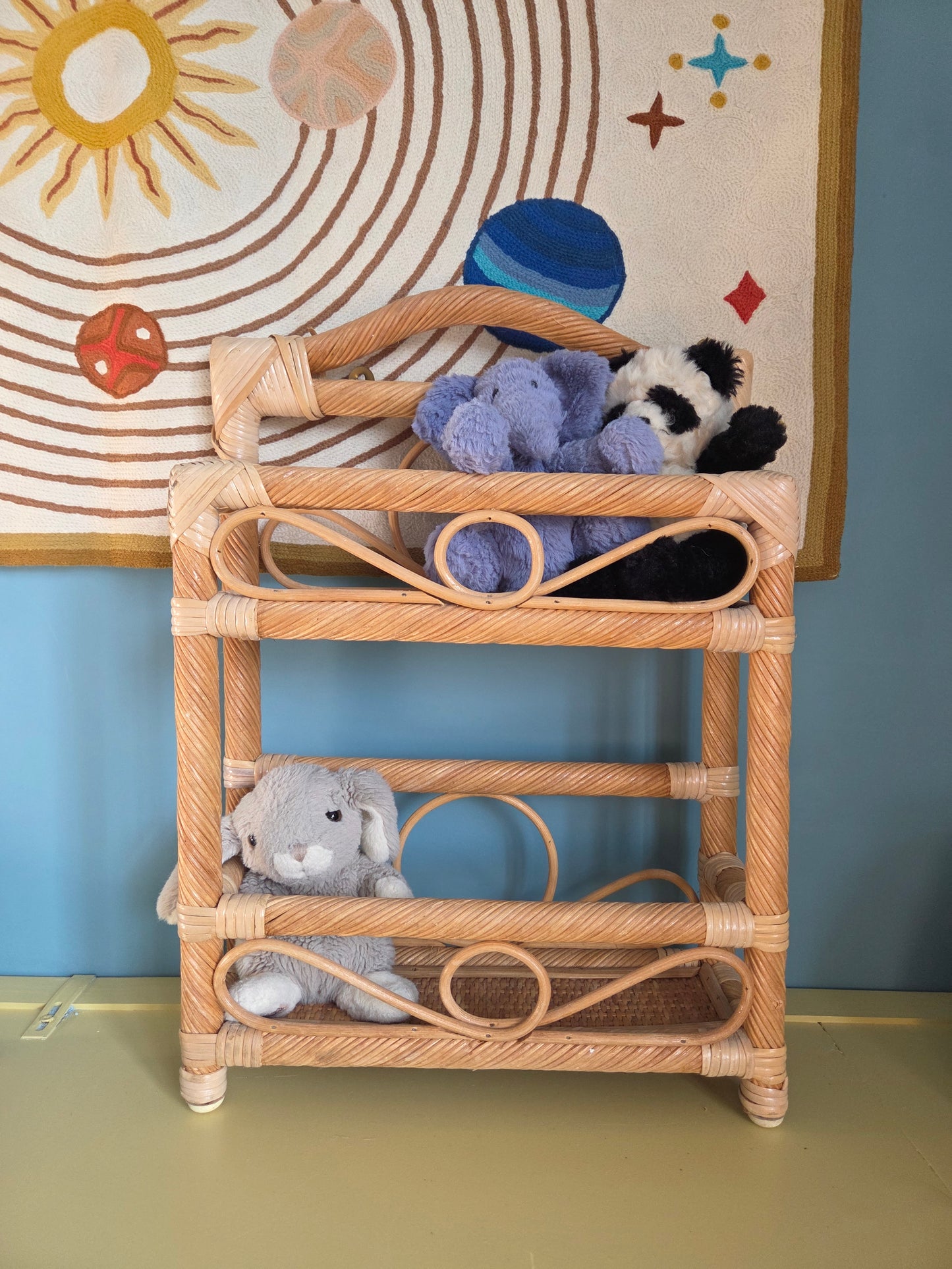 Vintage Wicker Shelf Nursery Shelf