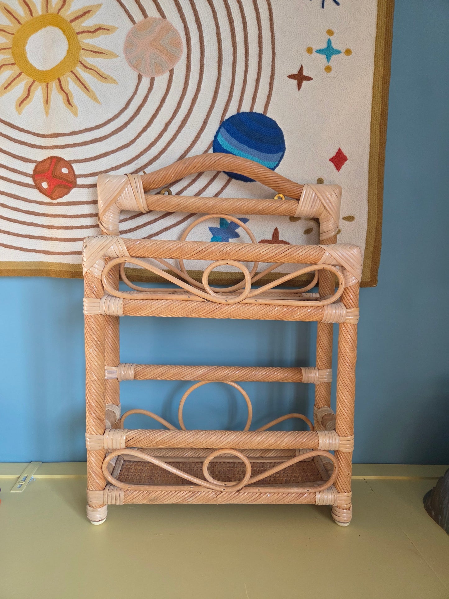 Vintage Wicker Shelf Nursery Shelf