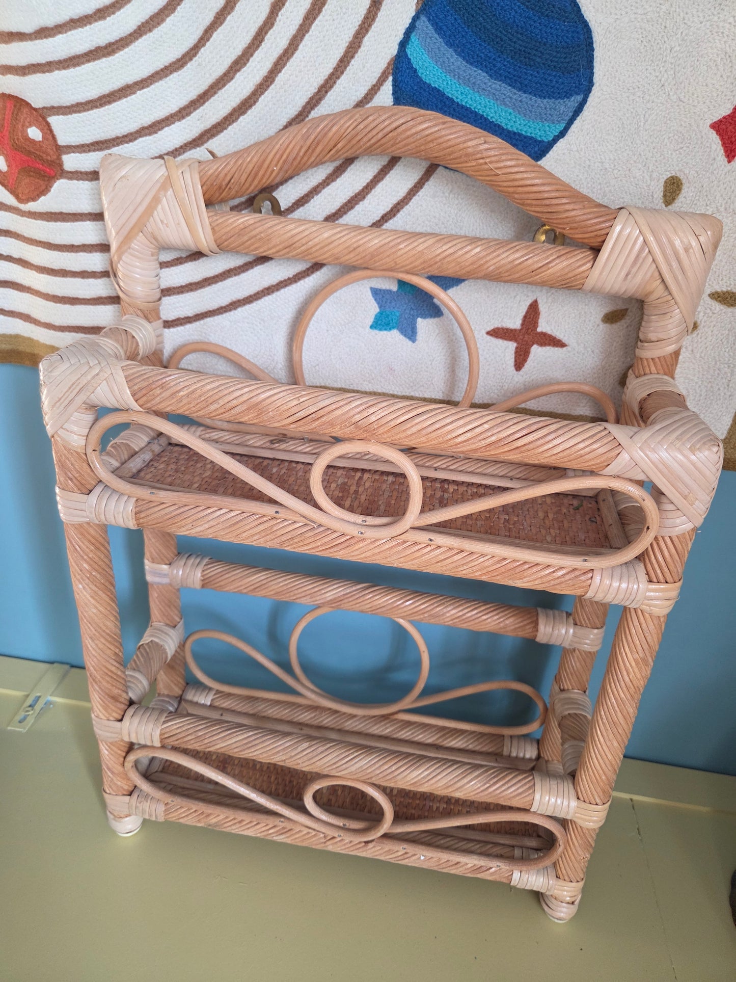 Vintage Wicker Shelf Nursery Shelf
