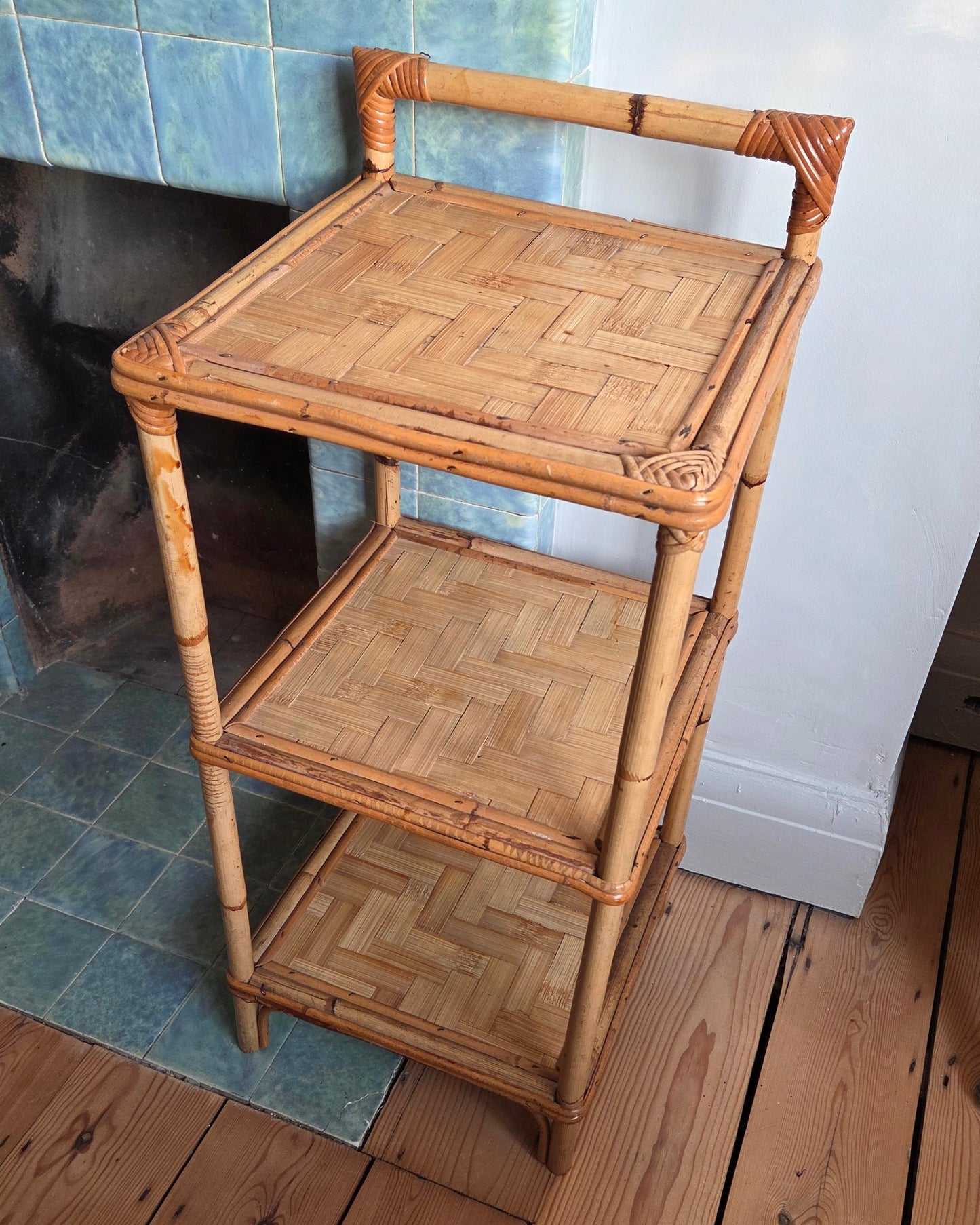 Bamboo and Rattan 3 Tier Side Table