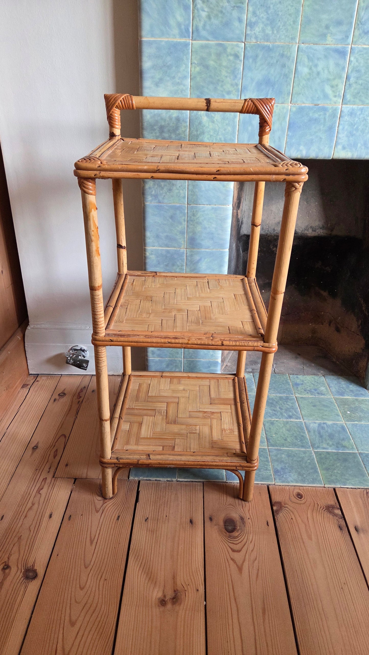 Bamboo and Rattan 3 Tier Side Table