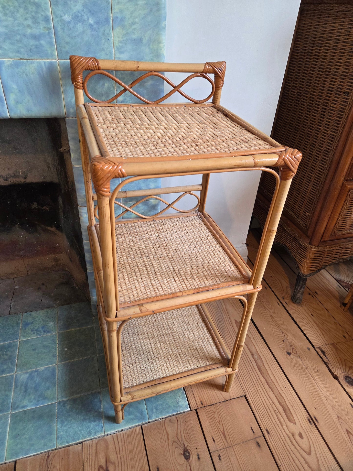 Bamboo and Wicker 3 Tier Shelf