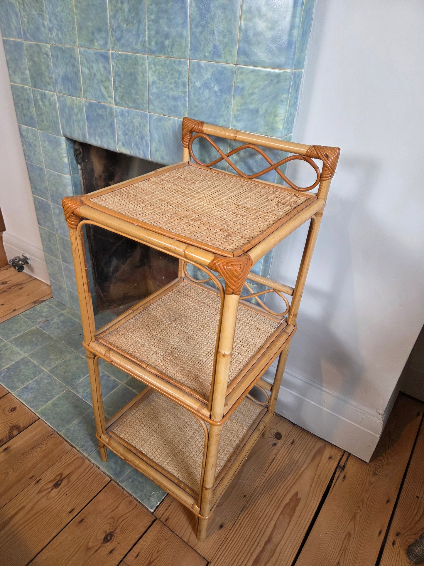 Bamboo and Wicker 3 Tier Shelf