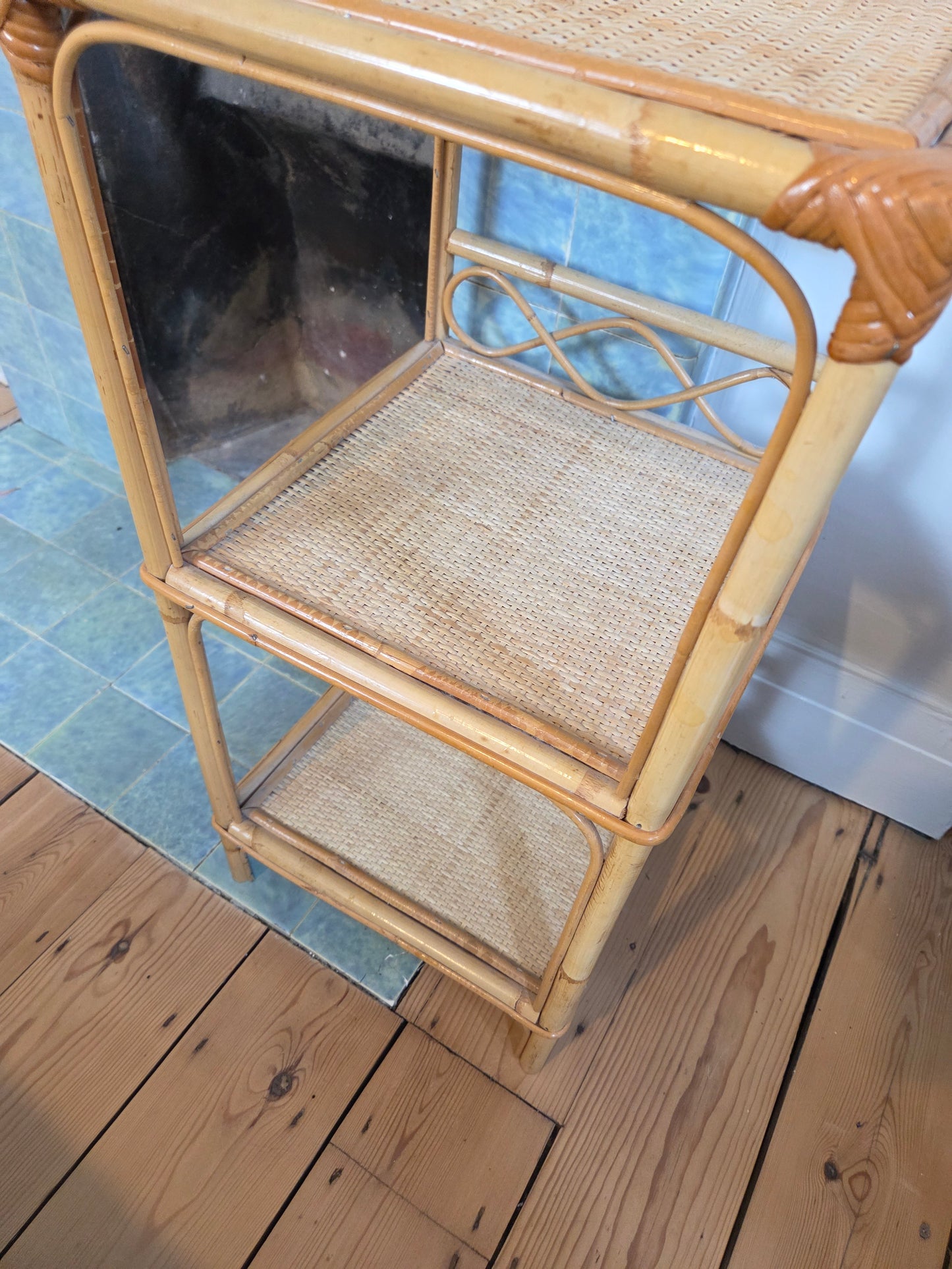 Bamboo and Wicker 3 Tier Shelf