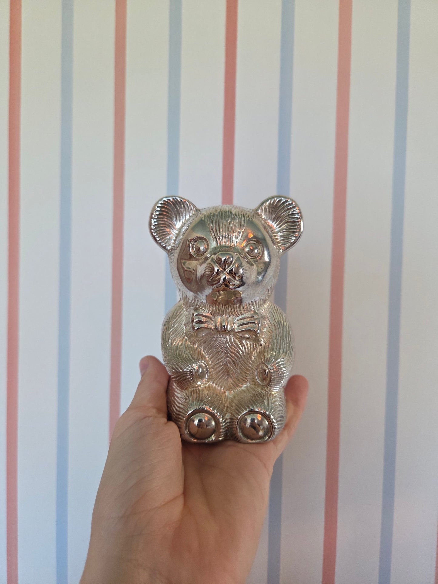 Silver Plated Bear Piggy Bank