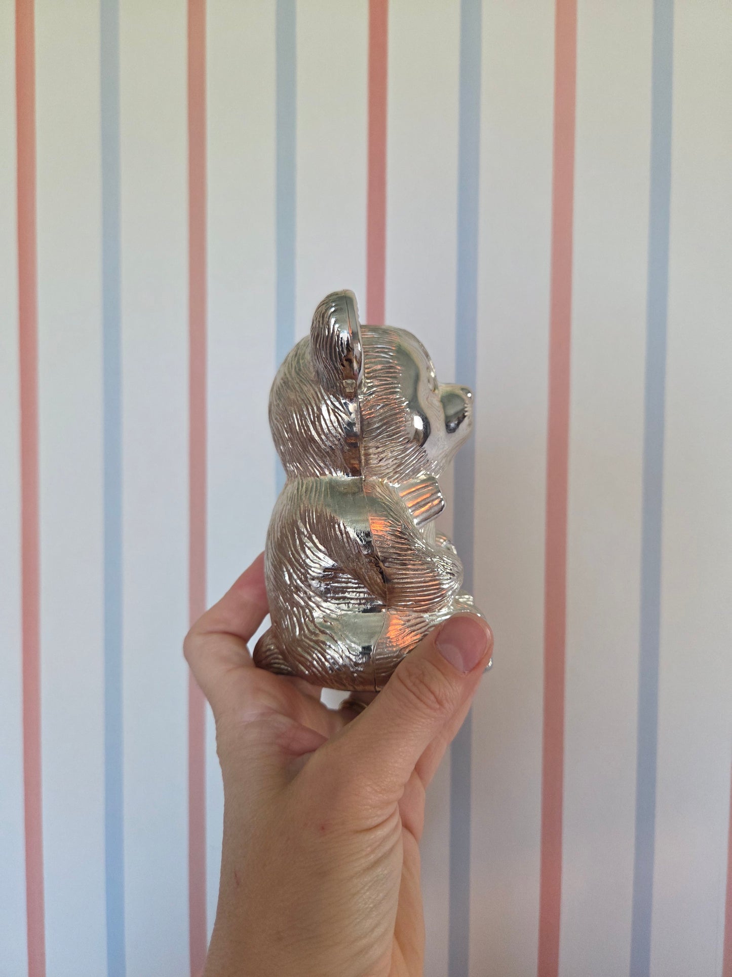 Silver Plated Bear Piggy Bank
