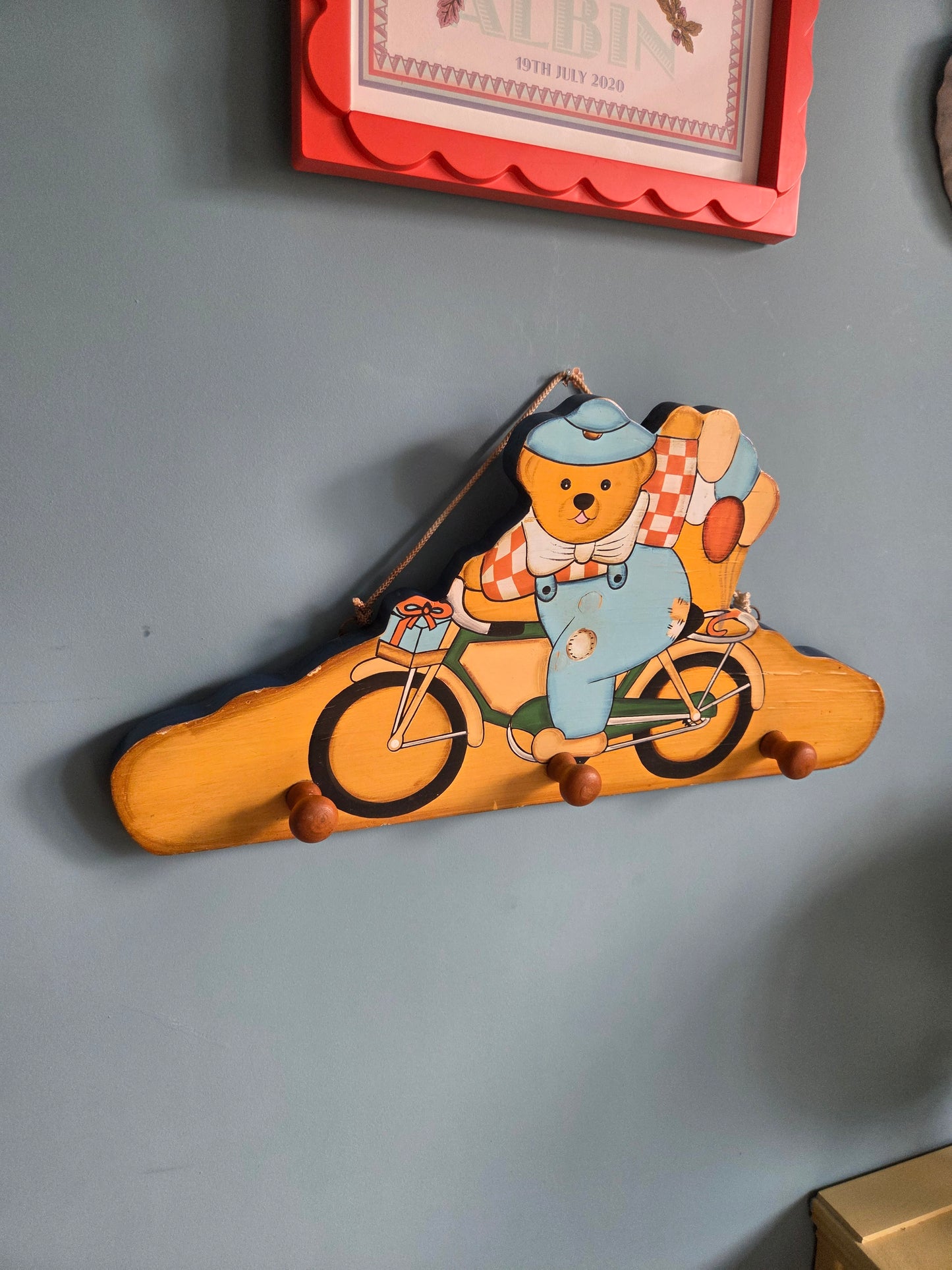 Vintage Bear on Bicycle Hooks