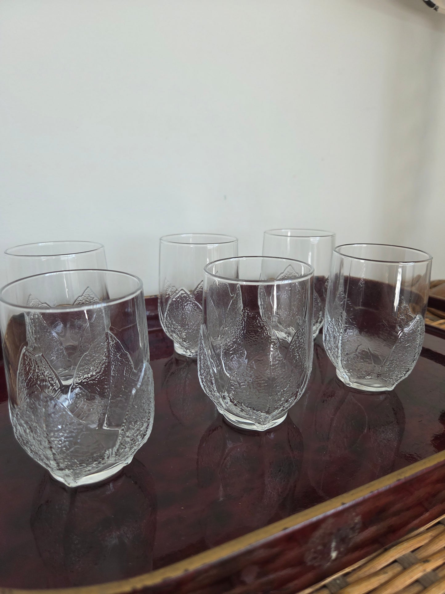 French Arcoroc Leaf Glasses - Set of Six