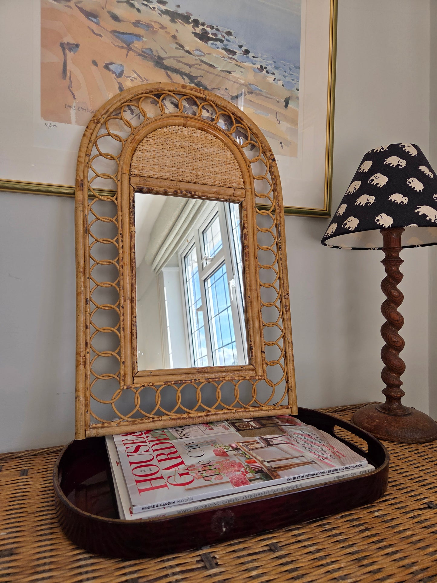 Vintage Bamboo and Rattan Mirror