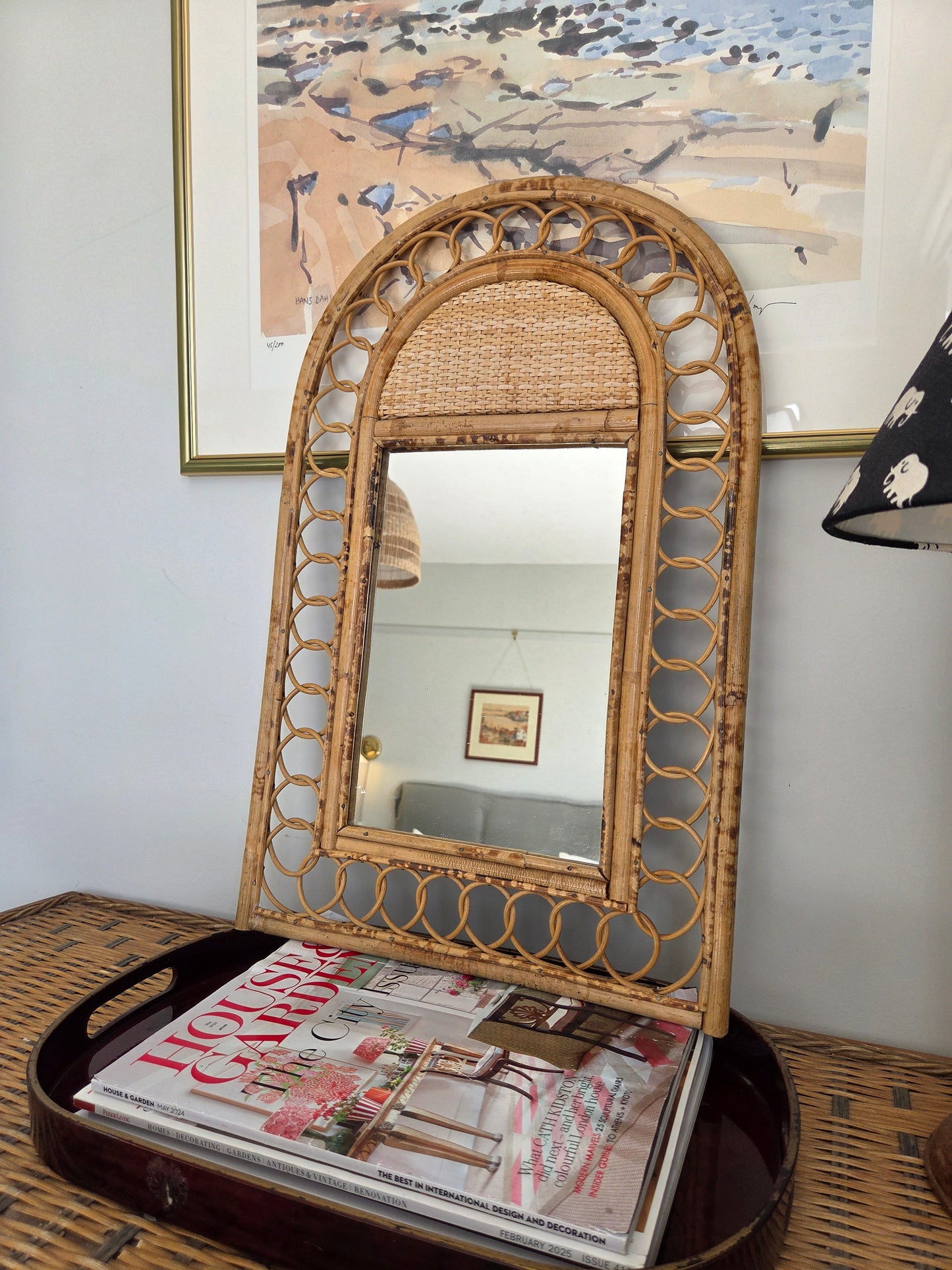 Vintage Bamboo and Rattan Mirror