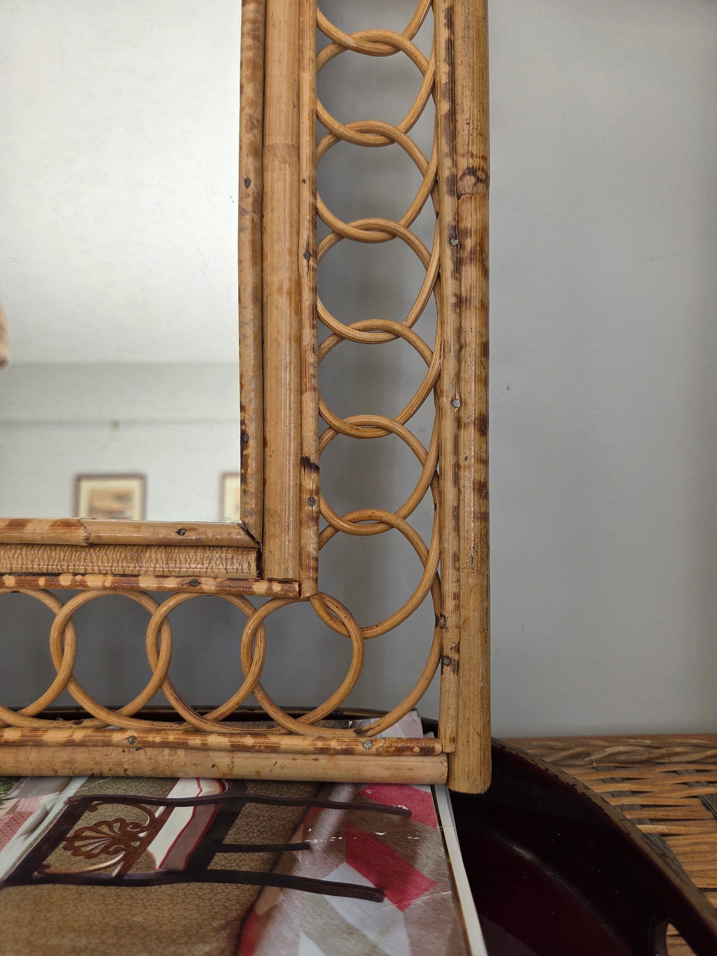 Vintage Bamboo and Rattan Mirror