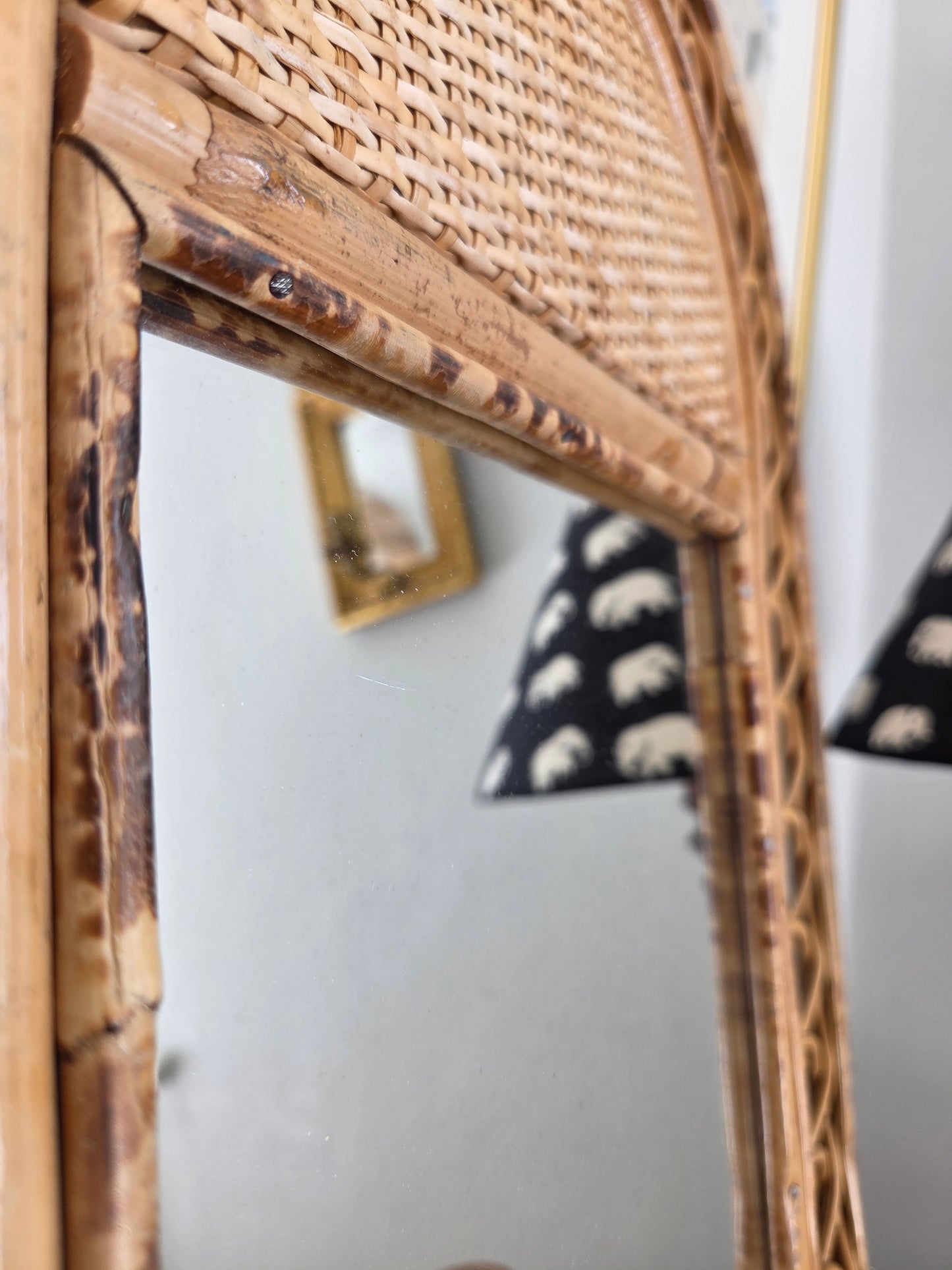 Vintage Bamboo and Rattan Mirror