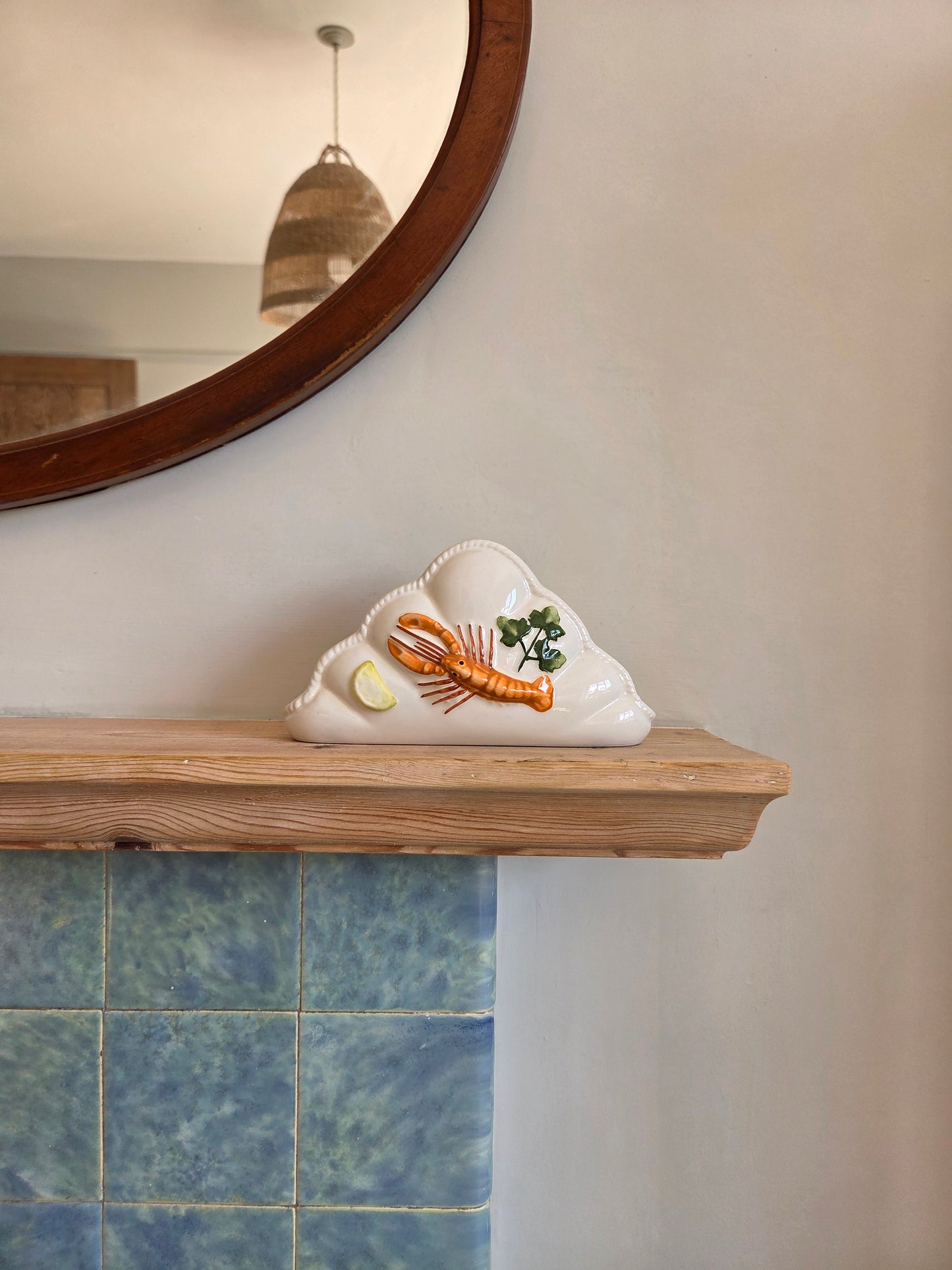 Italian Majolica Napkin Holder with Lobster Design