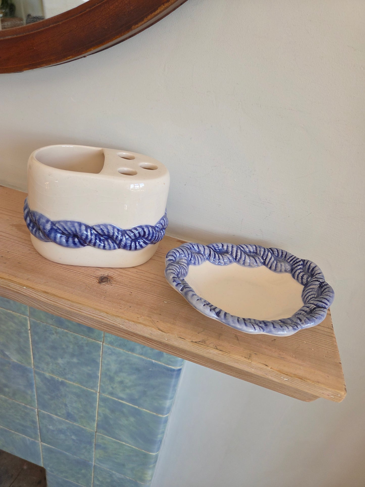 Portugese Majolica Toothbrush Holder