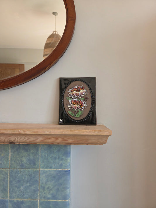 Vintage Swedish JIE Wall Tile with Flowers 881