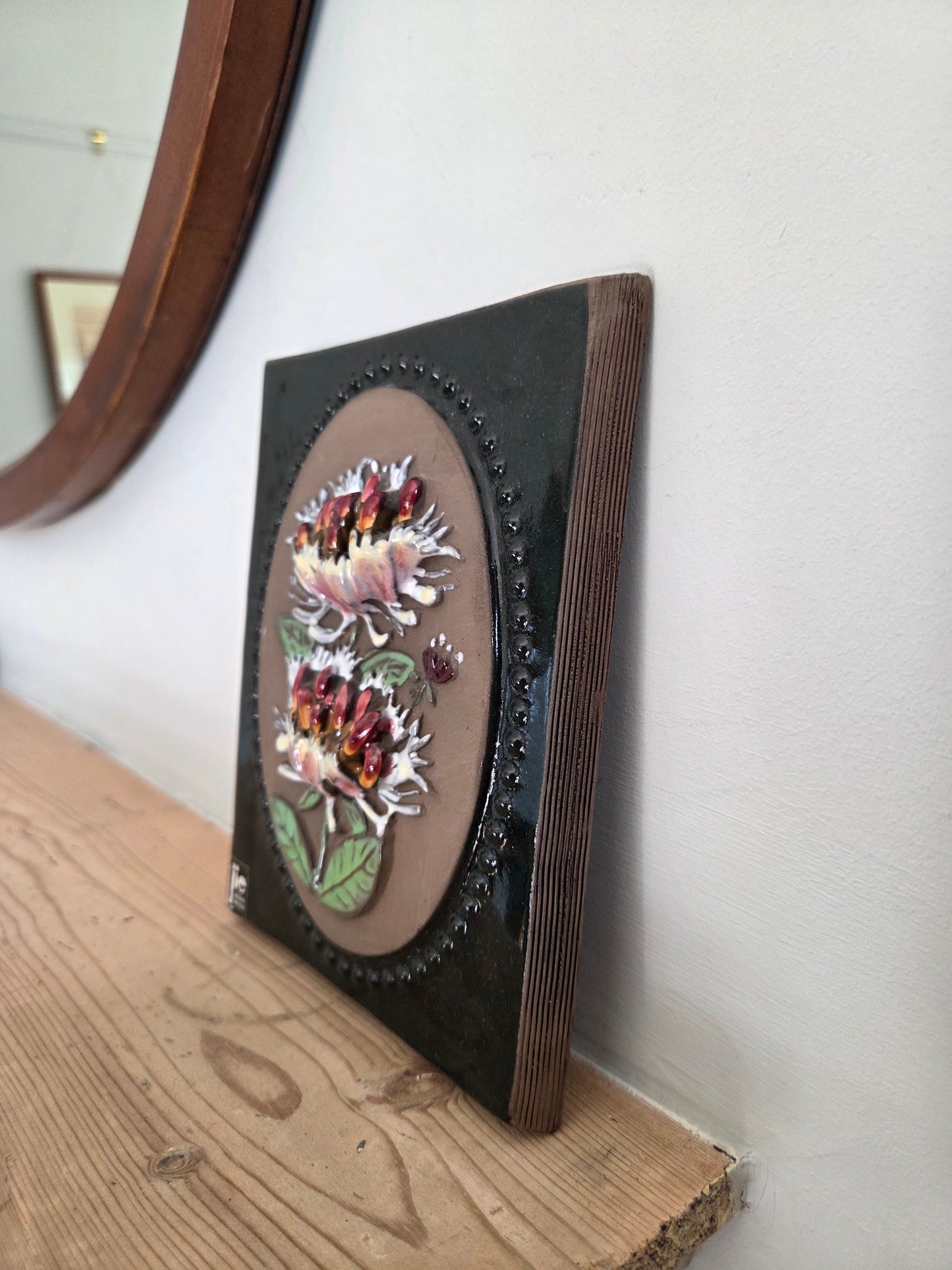Vintage Swedish JIE Wall Tile with Flowers 881