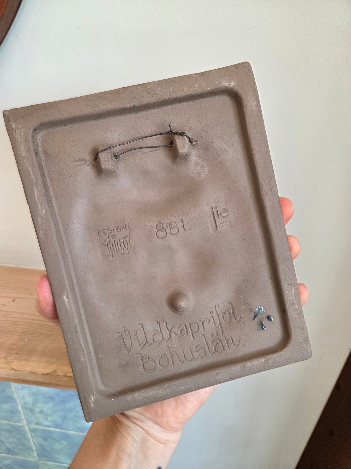 Vintage Swedish JIE Wall Tile with Flowers 881