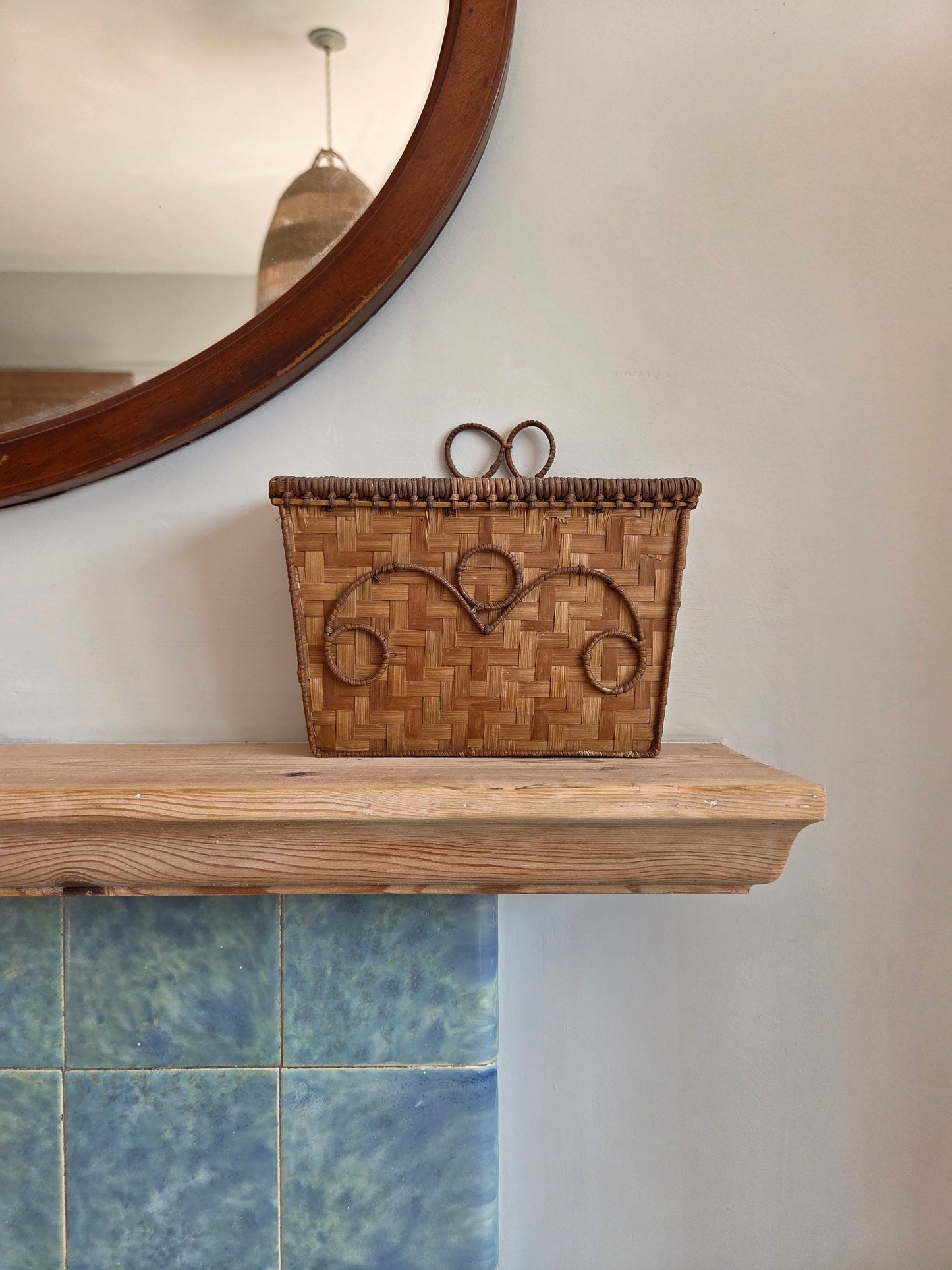 Small Wicker and Rattan Wall Basket