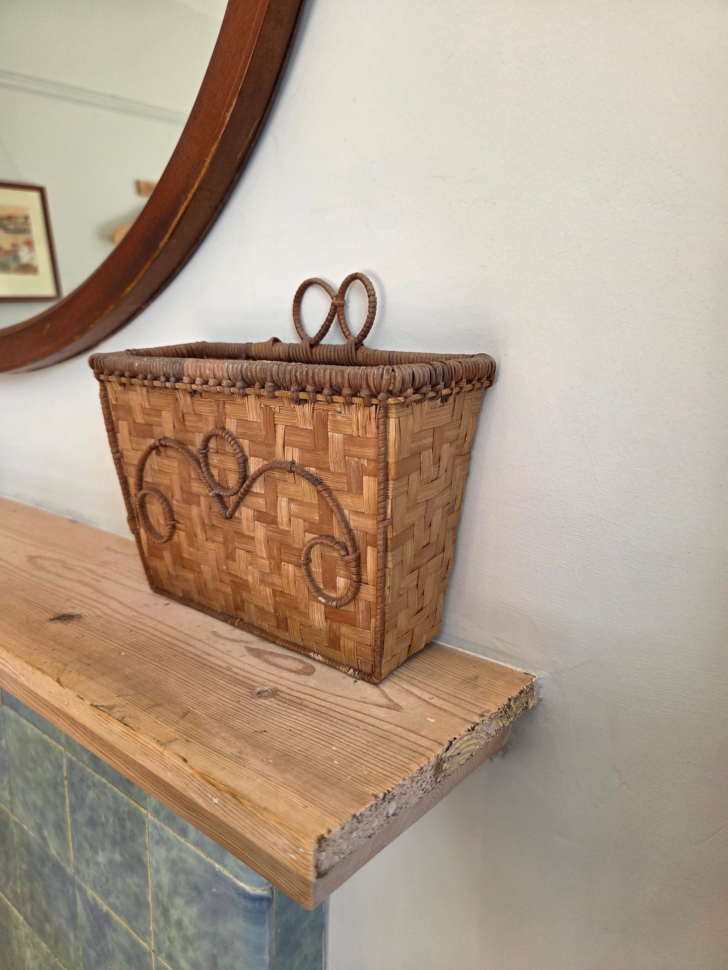 Small Wicker and Rattan Wall Basket