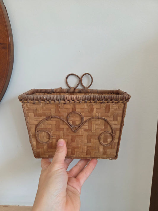 Small Wicker and Rattan Wall Basket