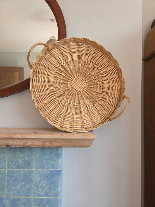 Vintage Flat Wicker Basket (2/2)