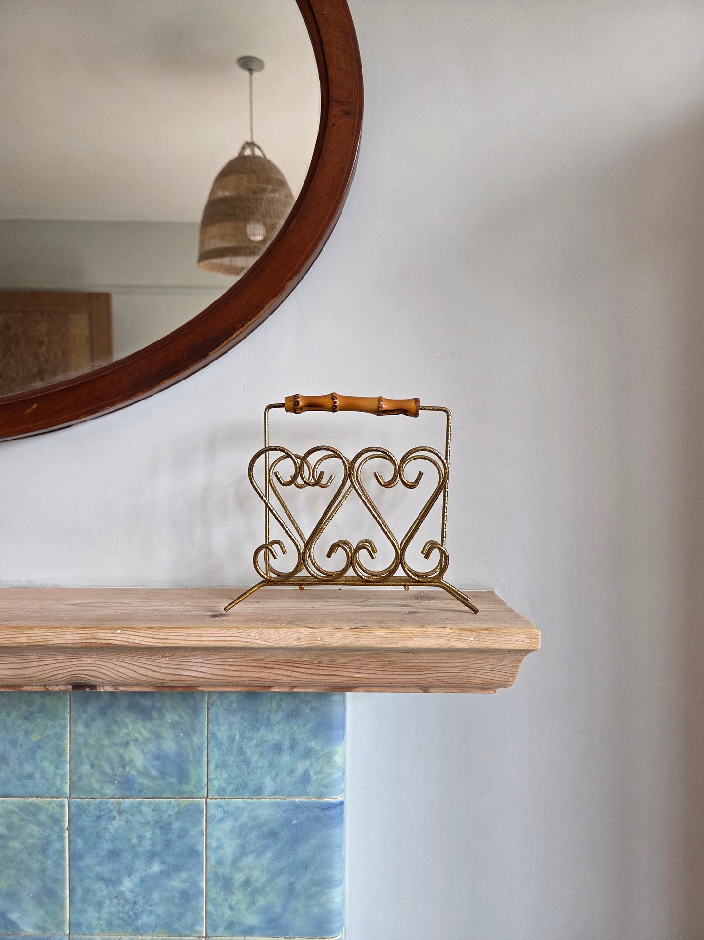 Bamboo and Brass Letter or Napkin Holder