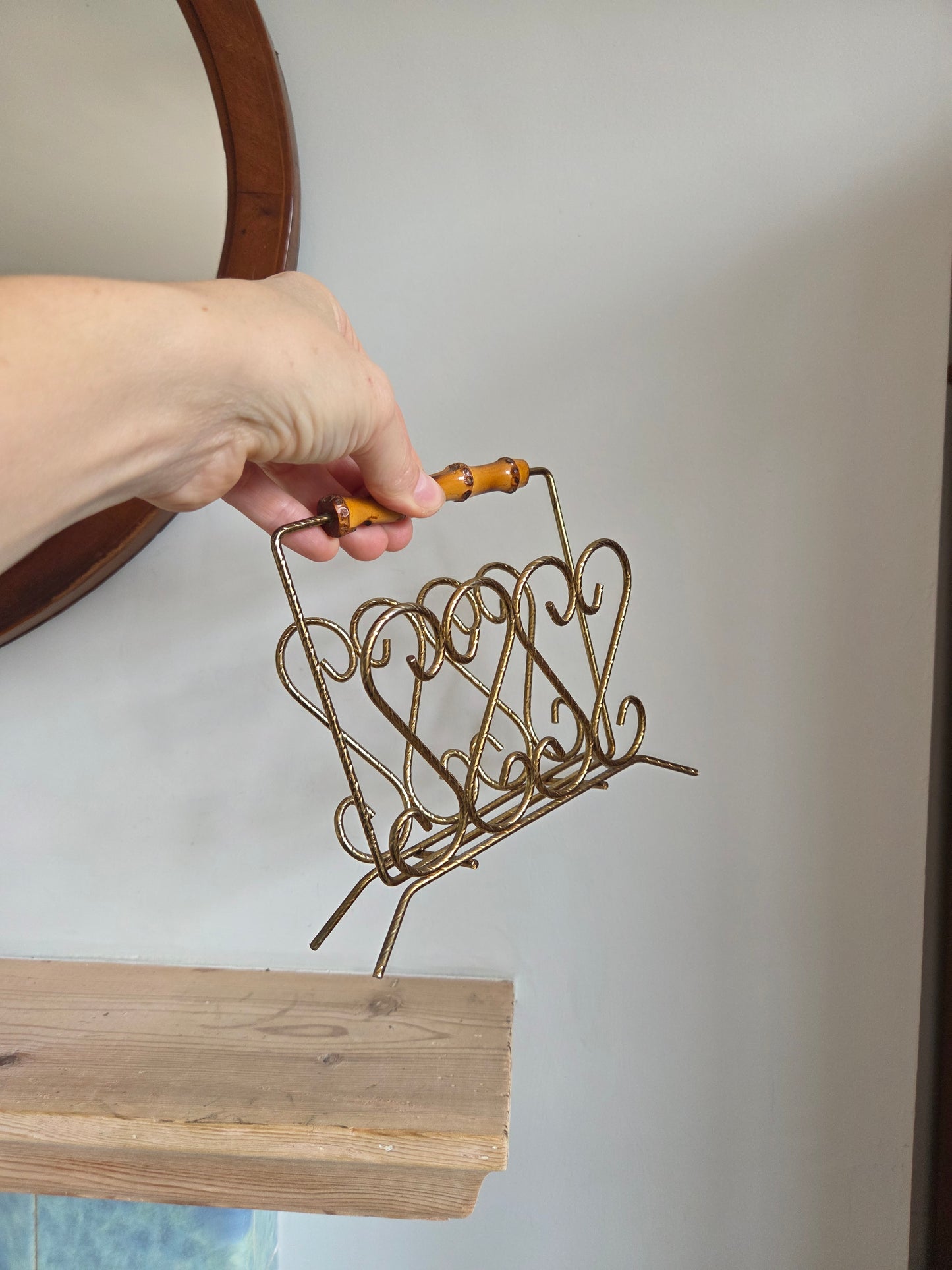 Bamboo and Brass Letter or Napkin Holder