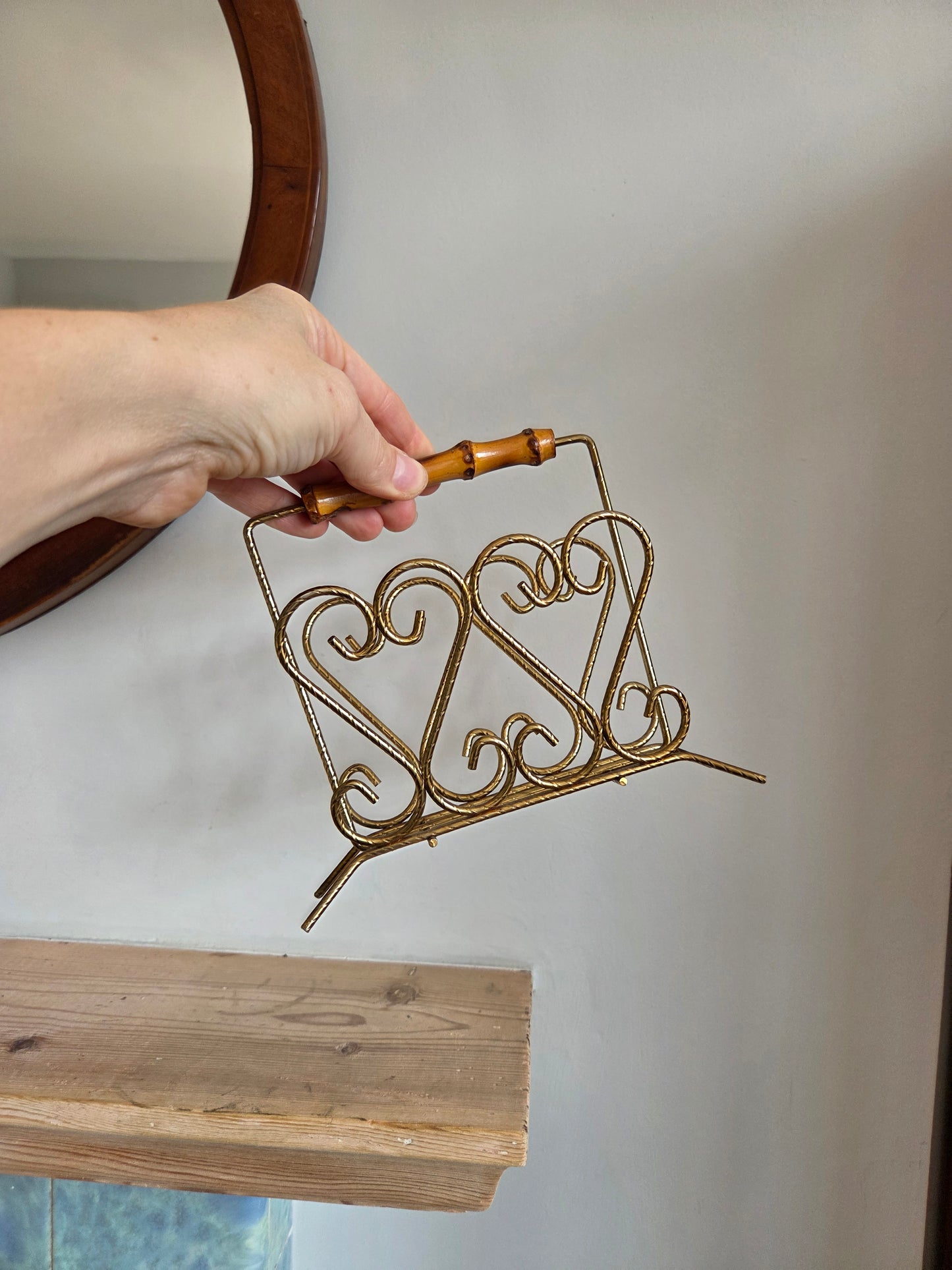 Bamboo and Brass Letter or Napkin Holder